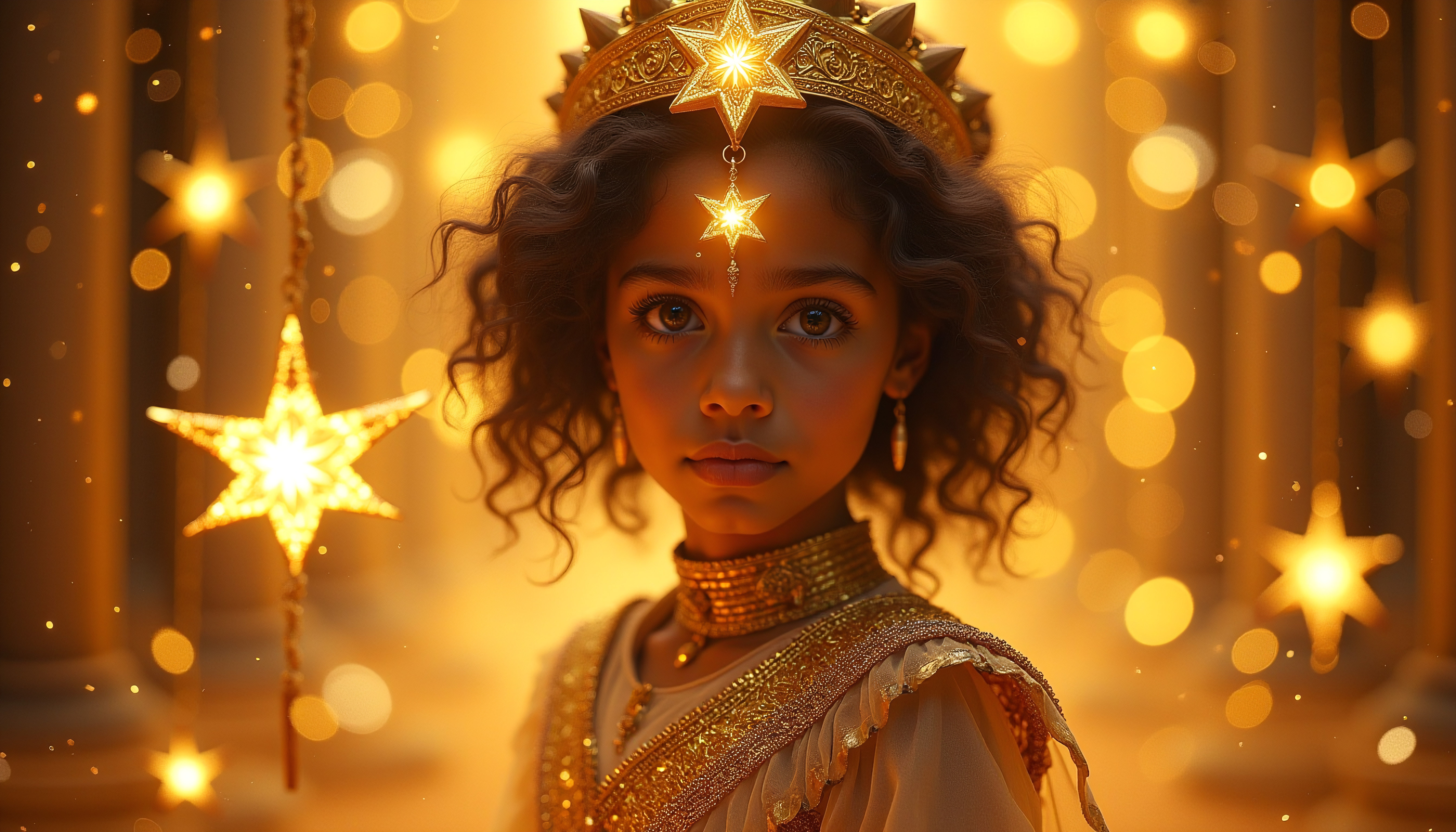 Golden Star-Crowned Young Girl