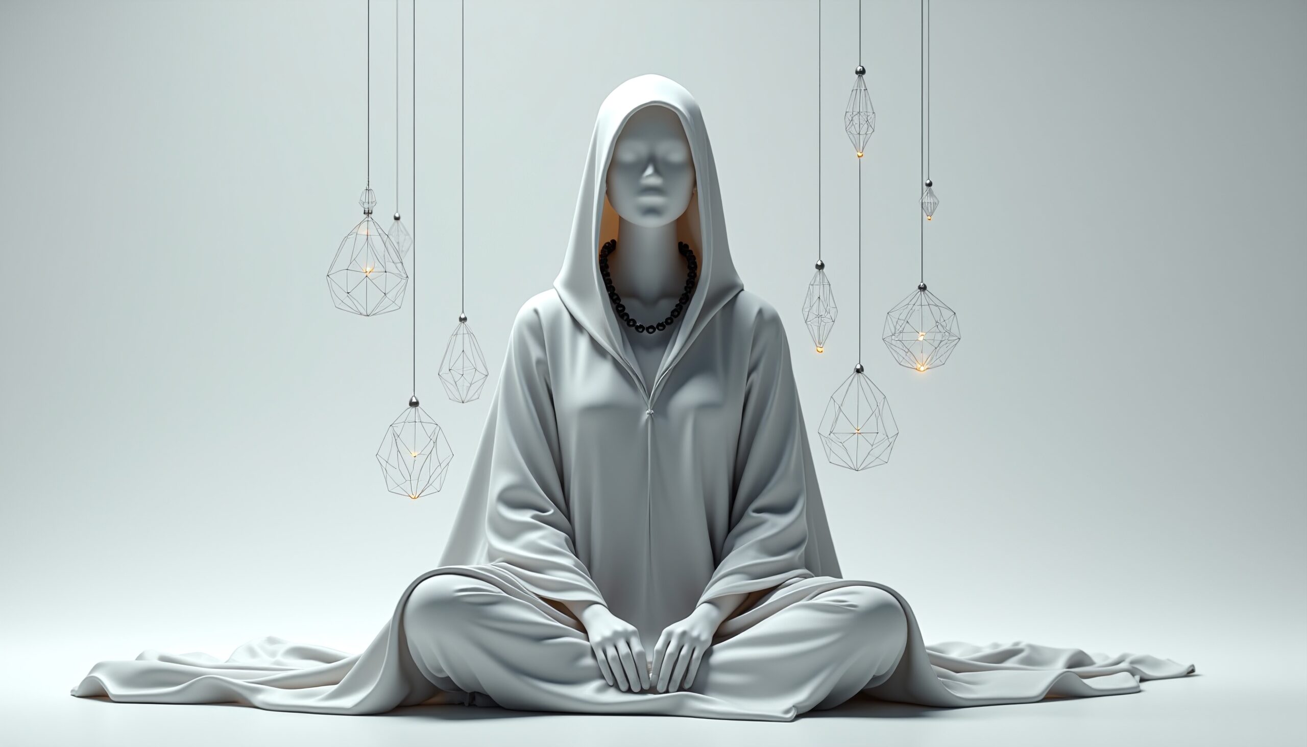 Hooded Figure in Meditative Aura