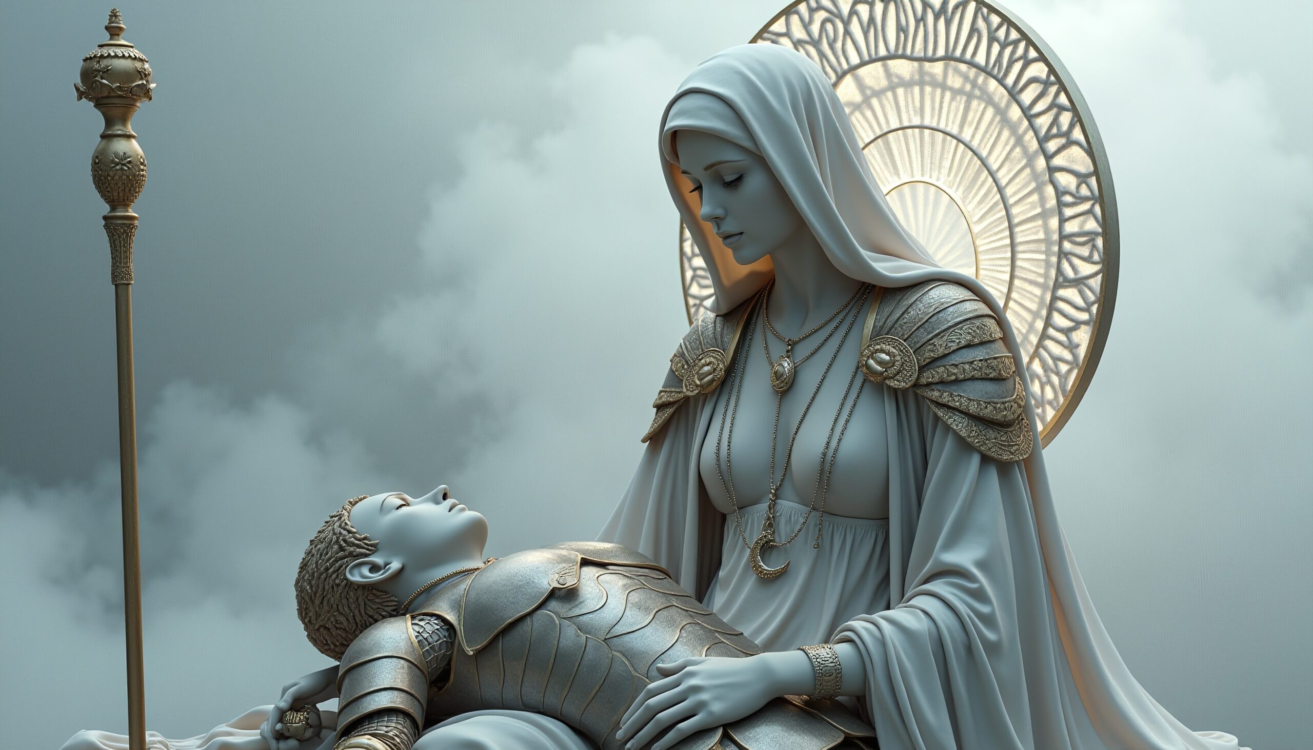 Maternal Serenity with Warrior Child