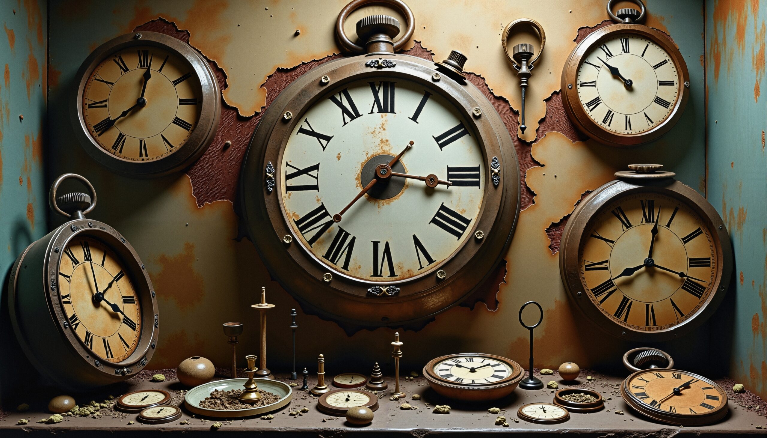 Vintage Clocks on Display Wall