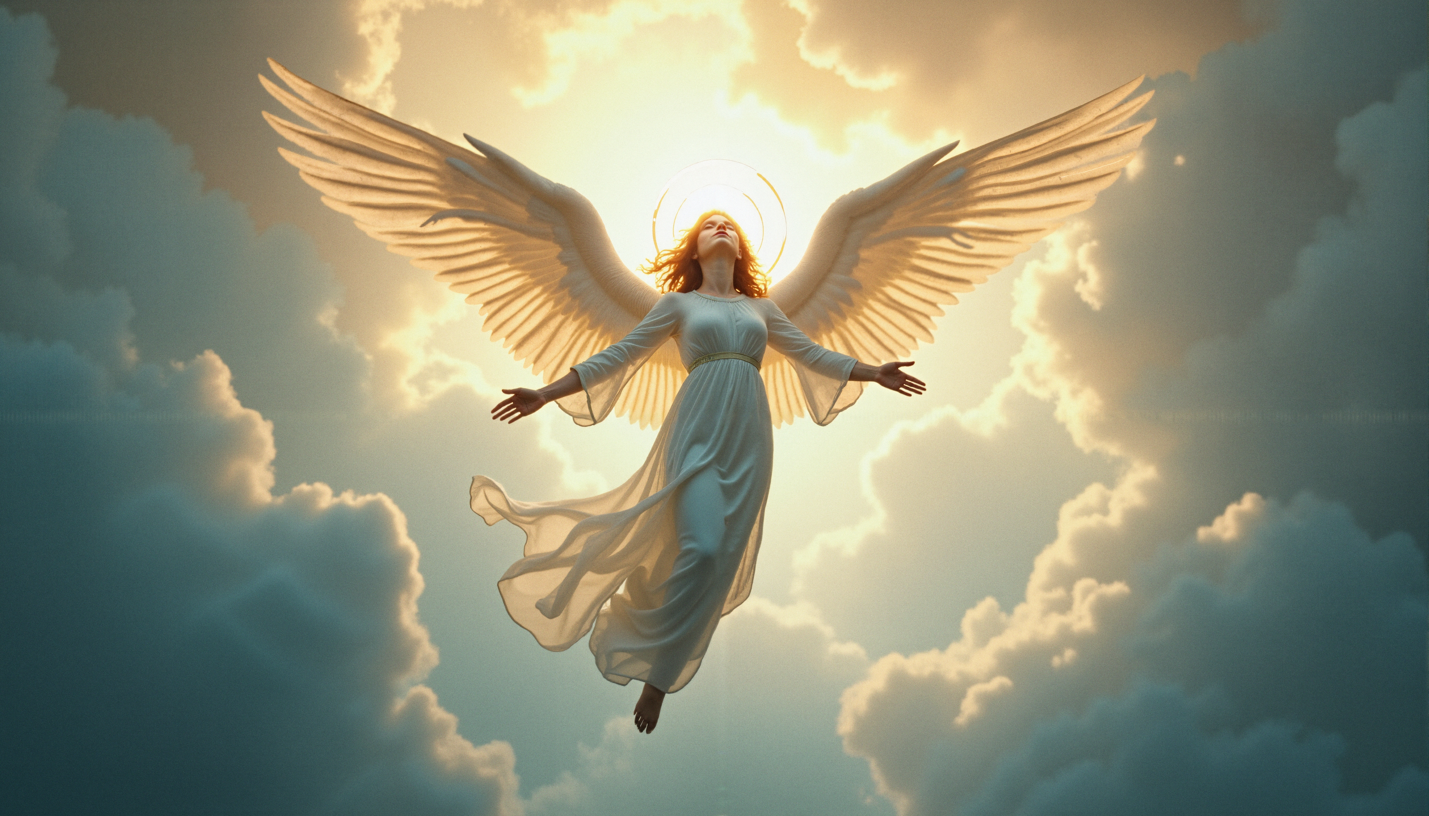 Soaring Angel with Radiant Wings