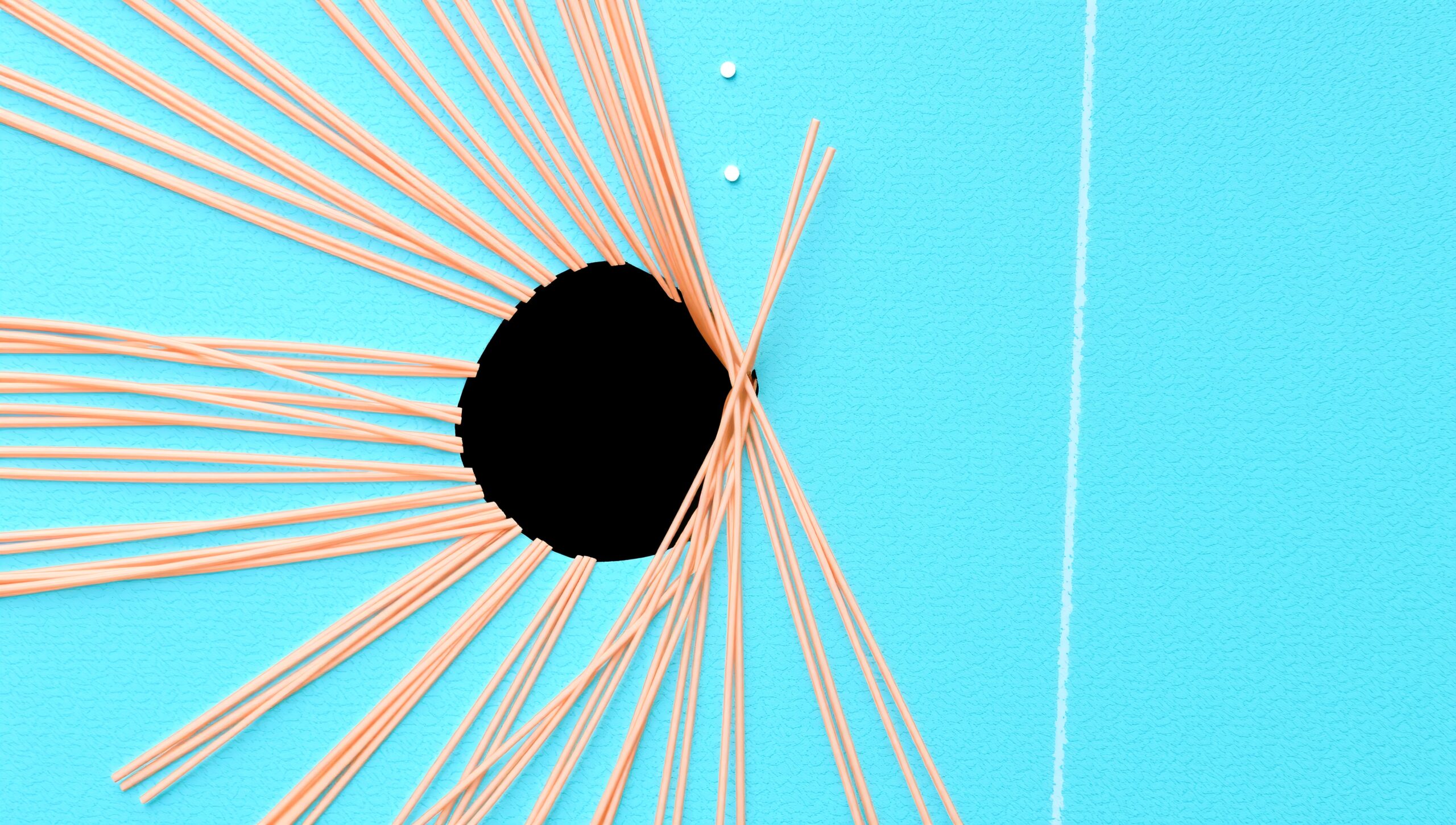 Dynamic Composition with Turquoise Background