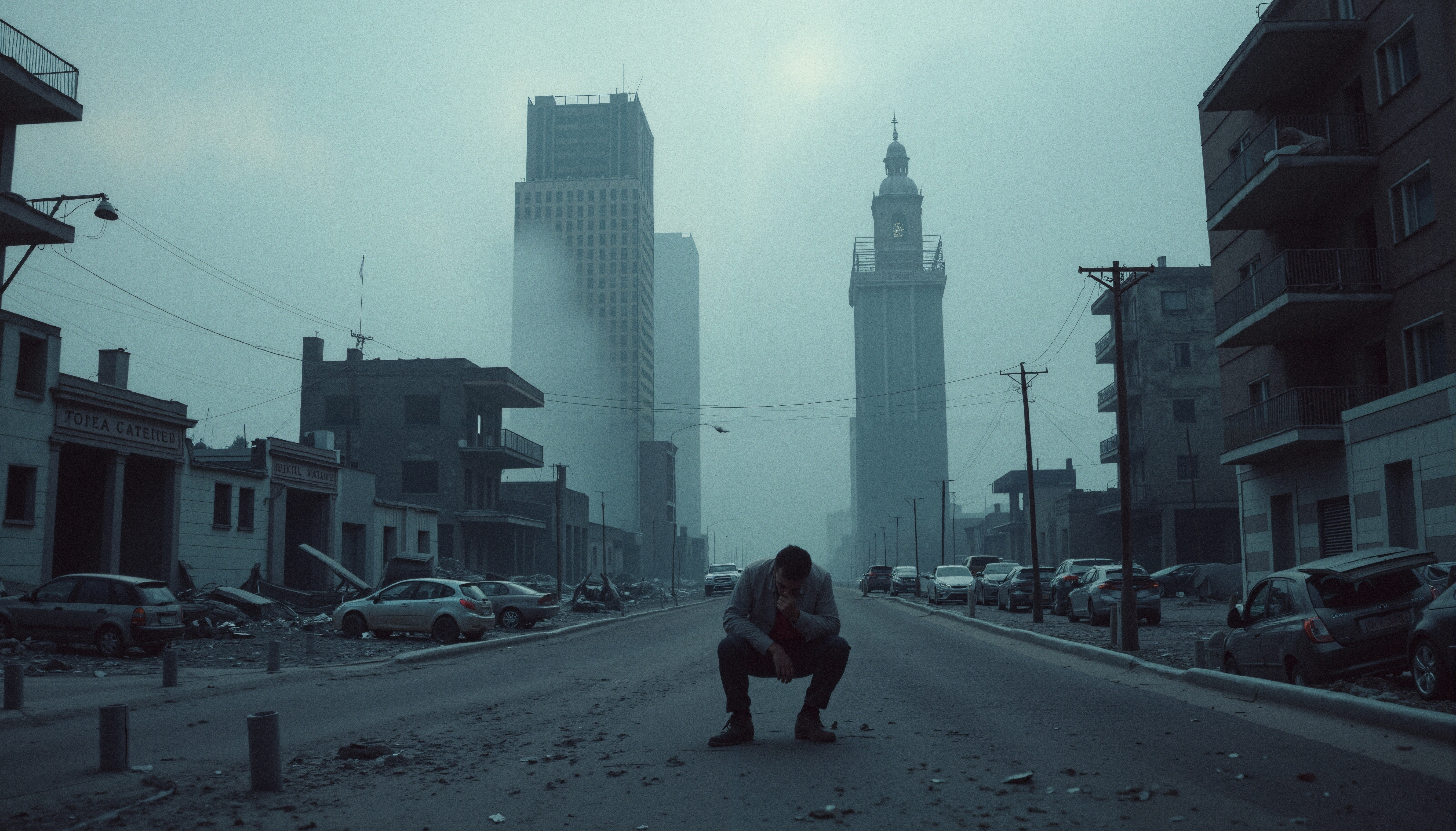 Post-Apocalyptic Urban Ruin Street Scene