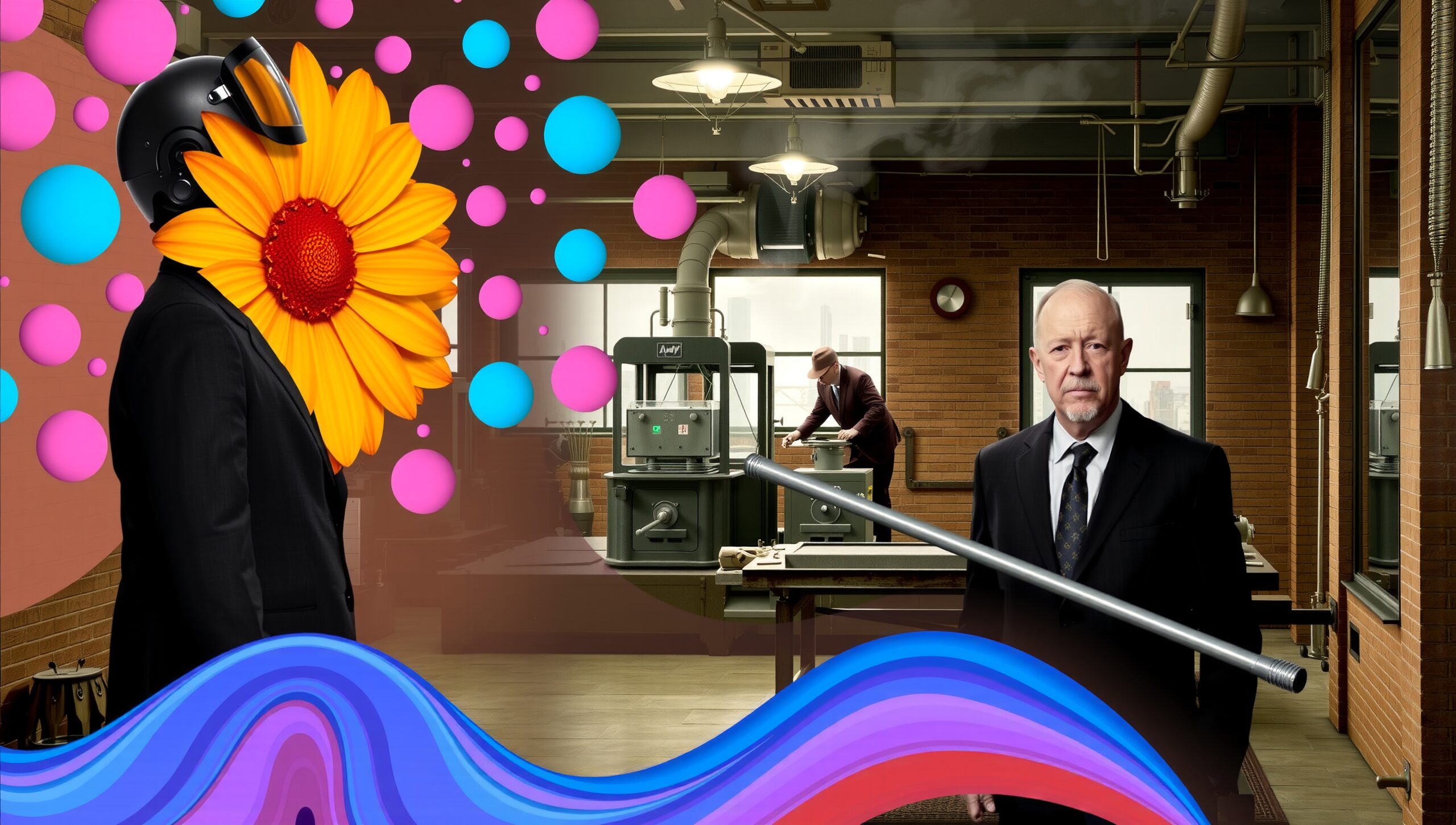Surreal Businessman and Flower Portrait