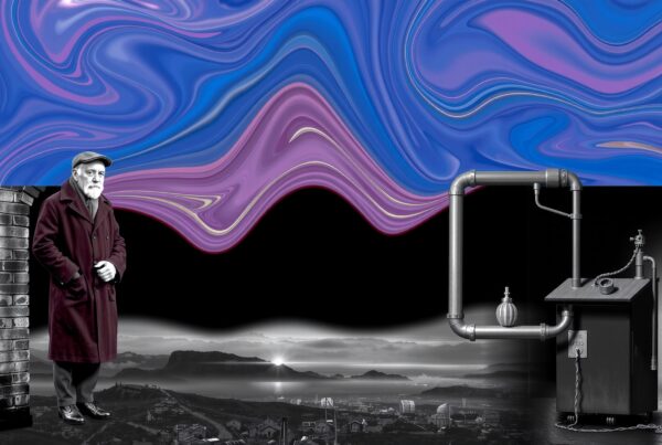 Surreal Colors Over Industrial Scene