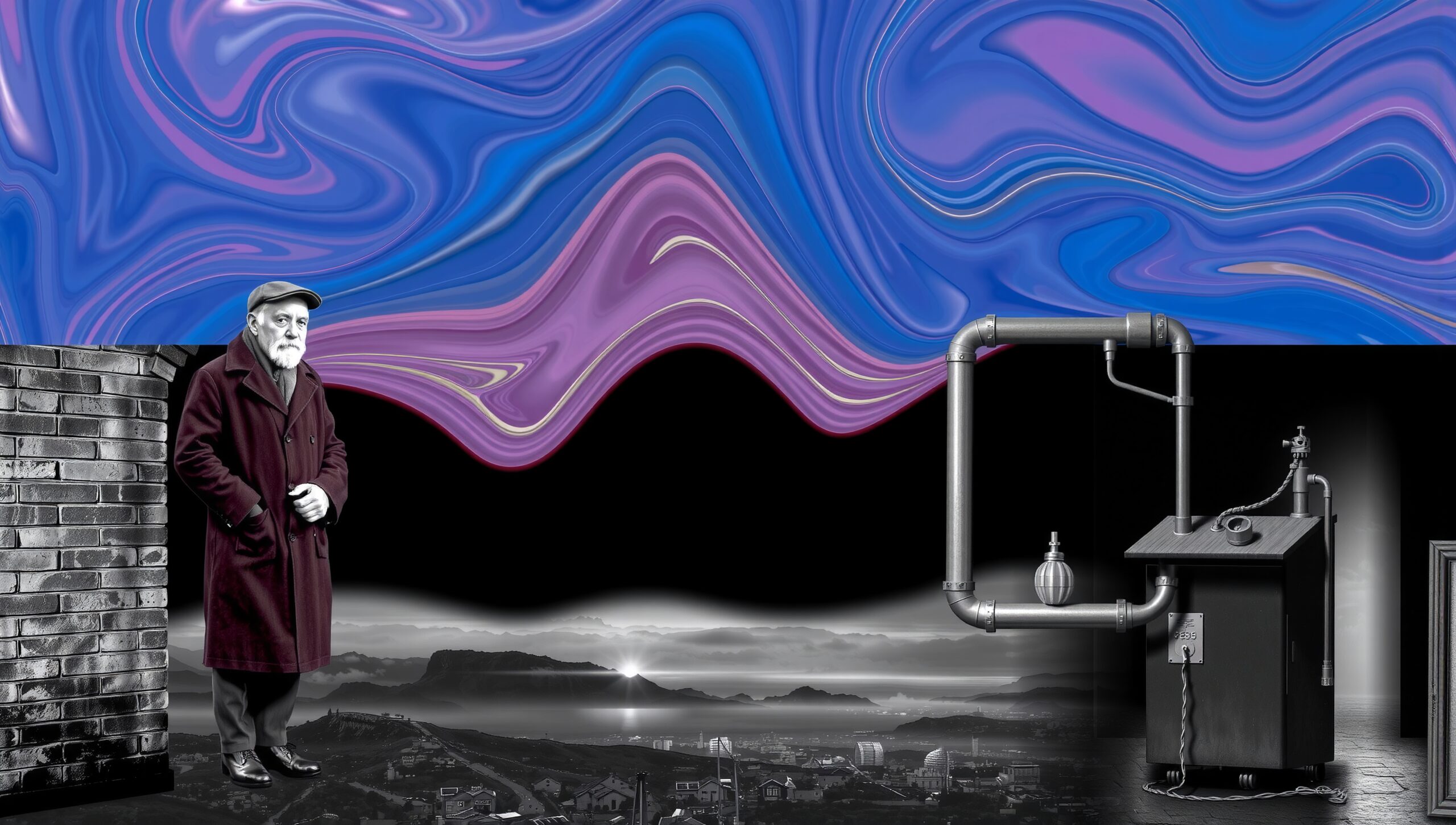 Surreal Colors Over Industrial Scene