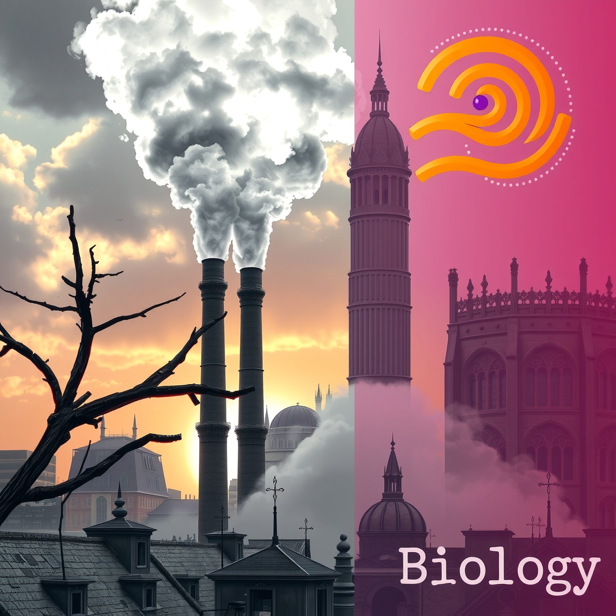 Contrasting industrial and biological imagery