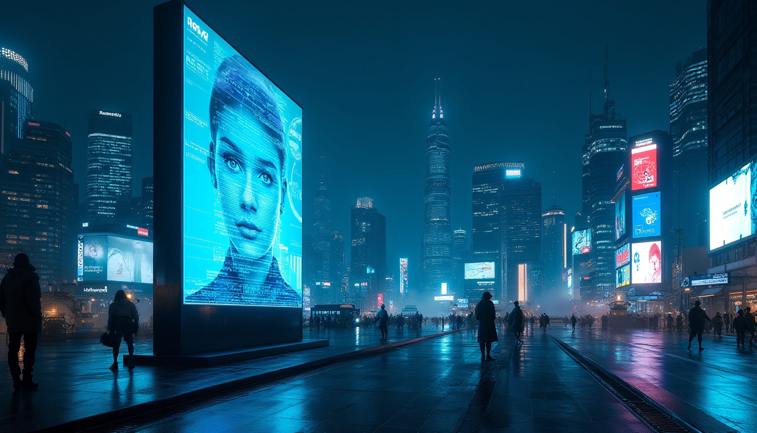 Futuristic City Digital Billboards
