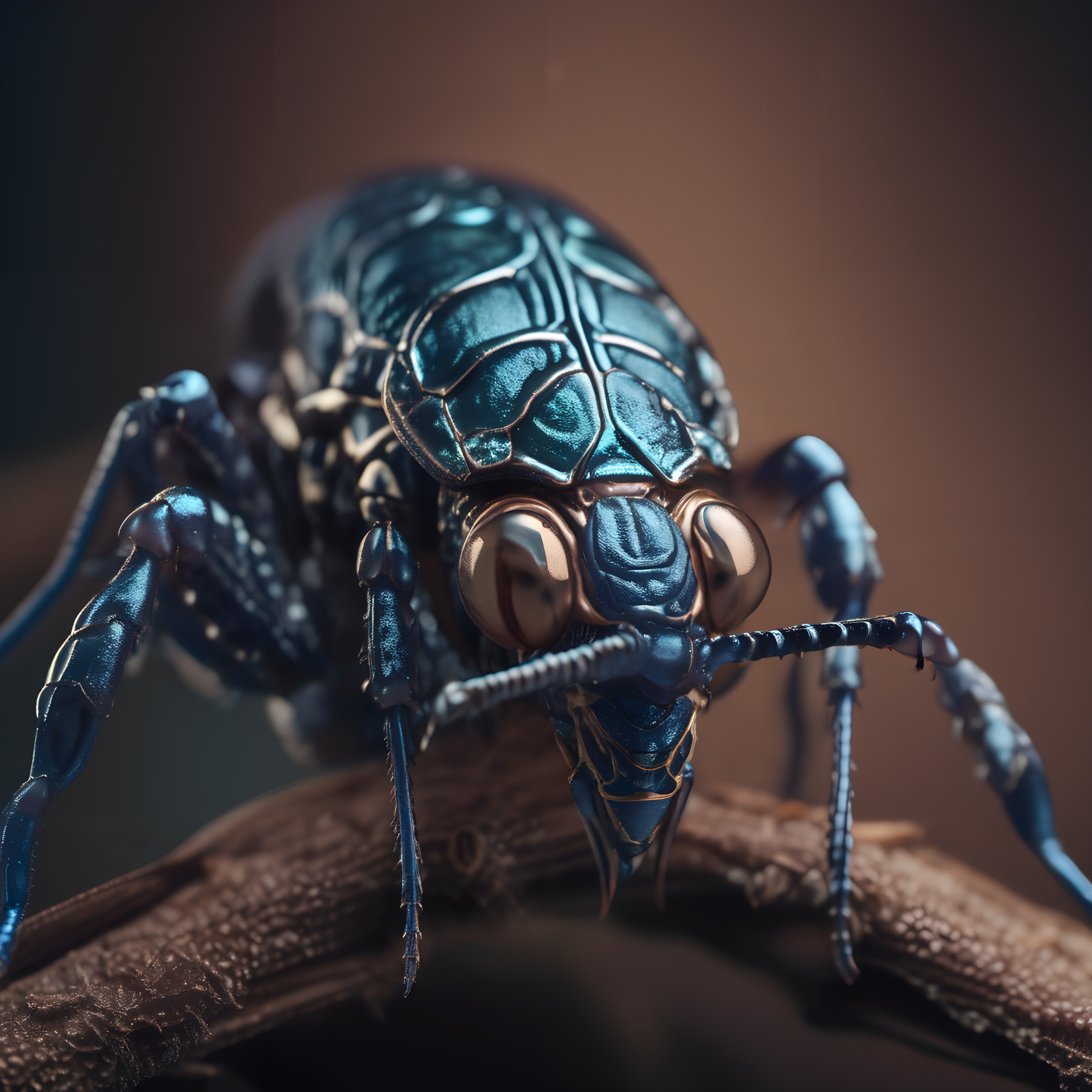Iridescent Blue Beetle Macro