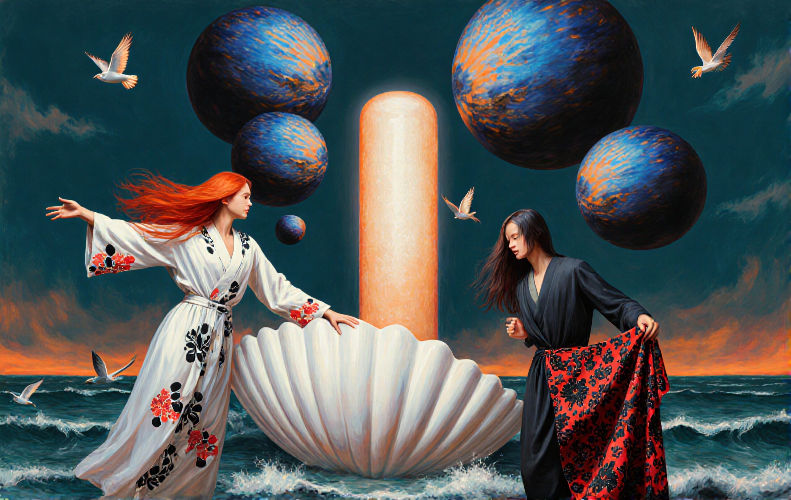 Surreal Encounter by the Ocean