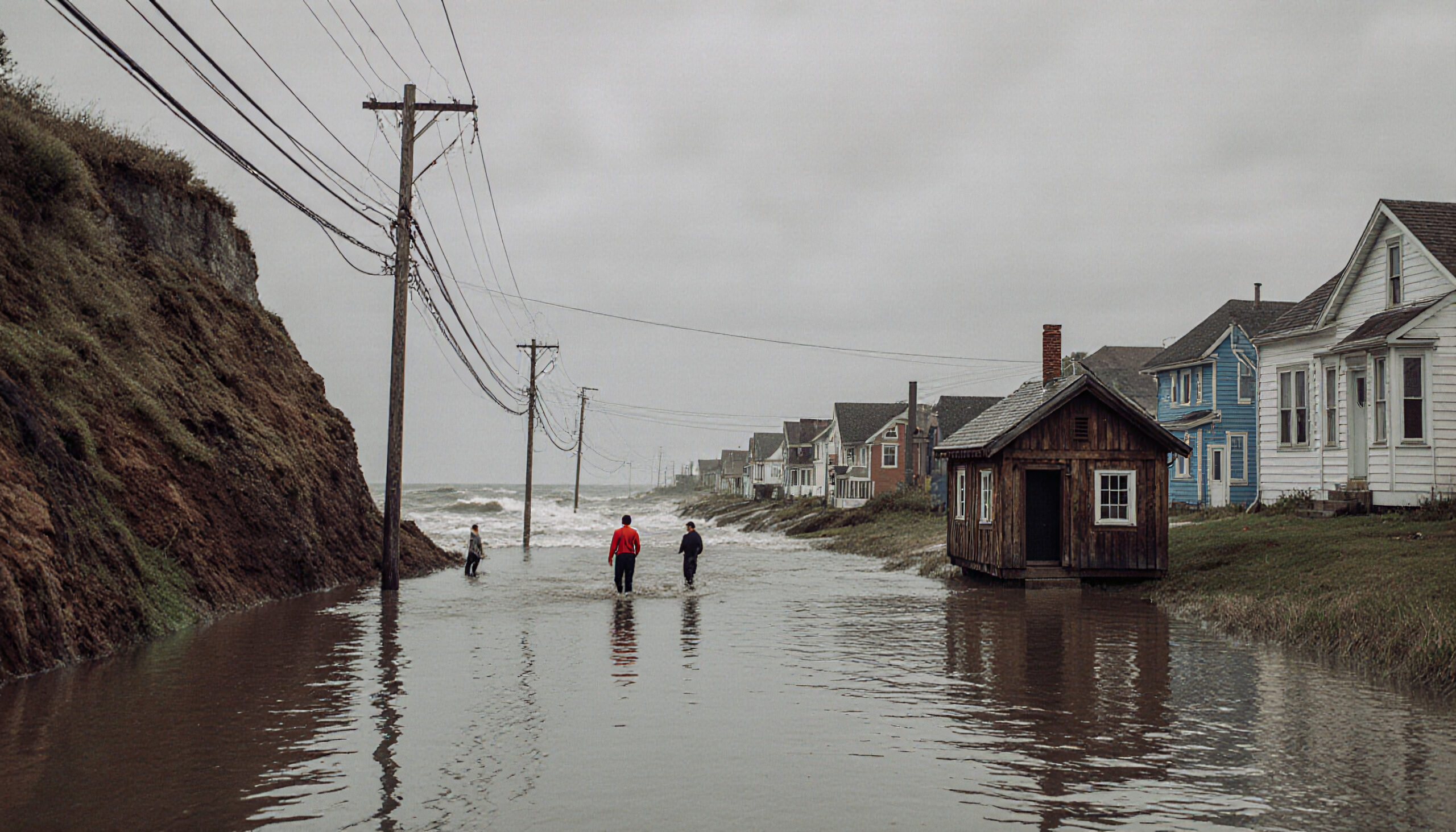 Coastal Flooding Submerges Residential Street