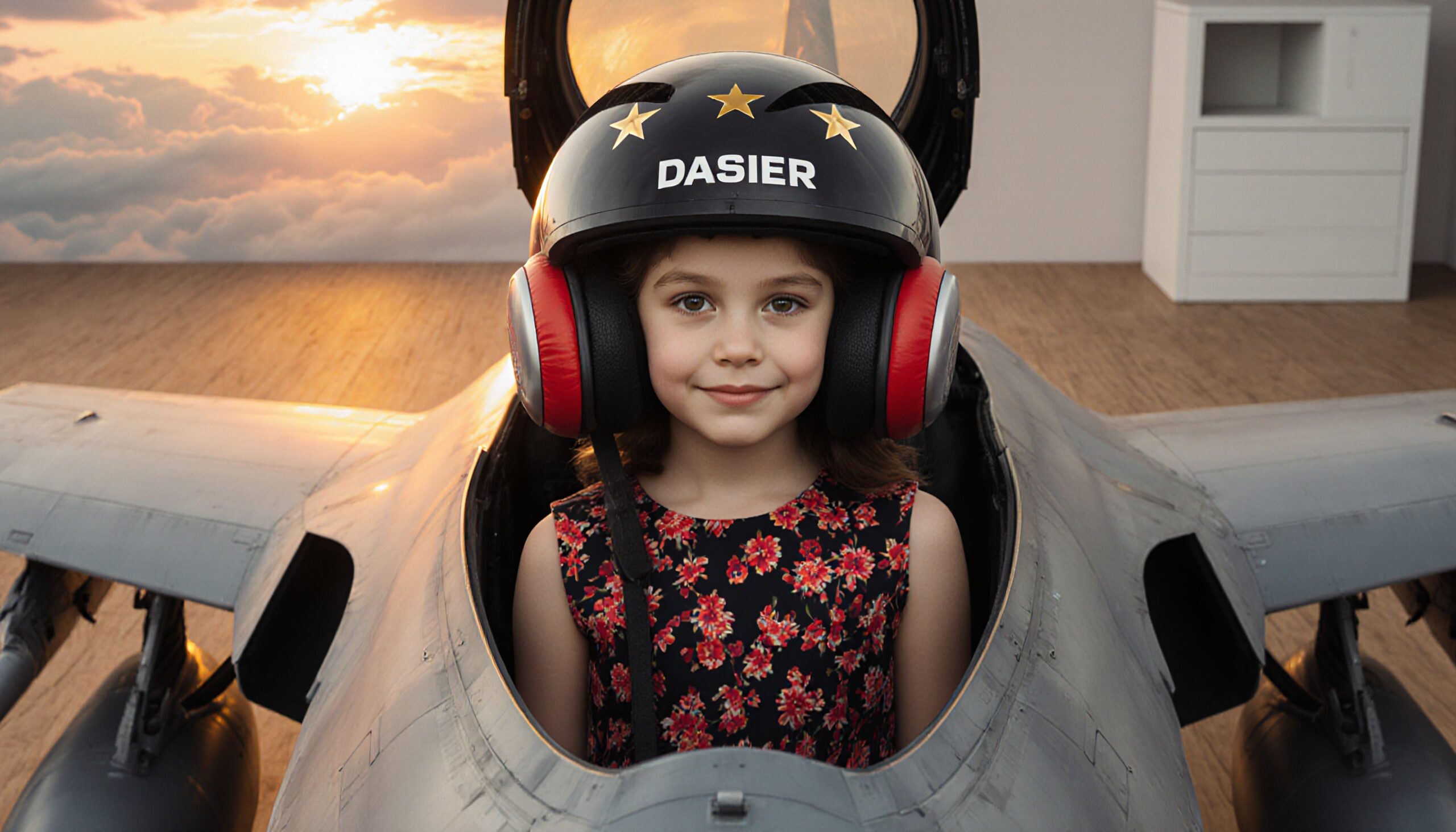 Young Girl in Fighter Jet
