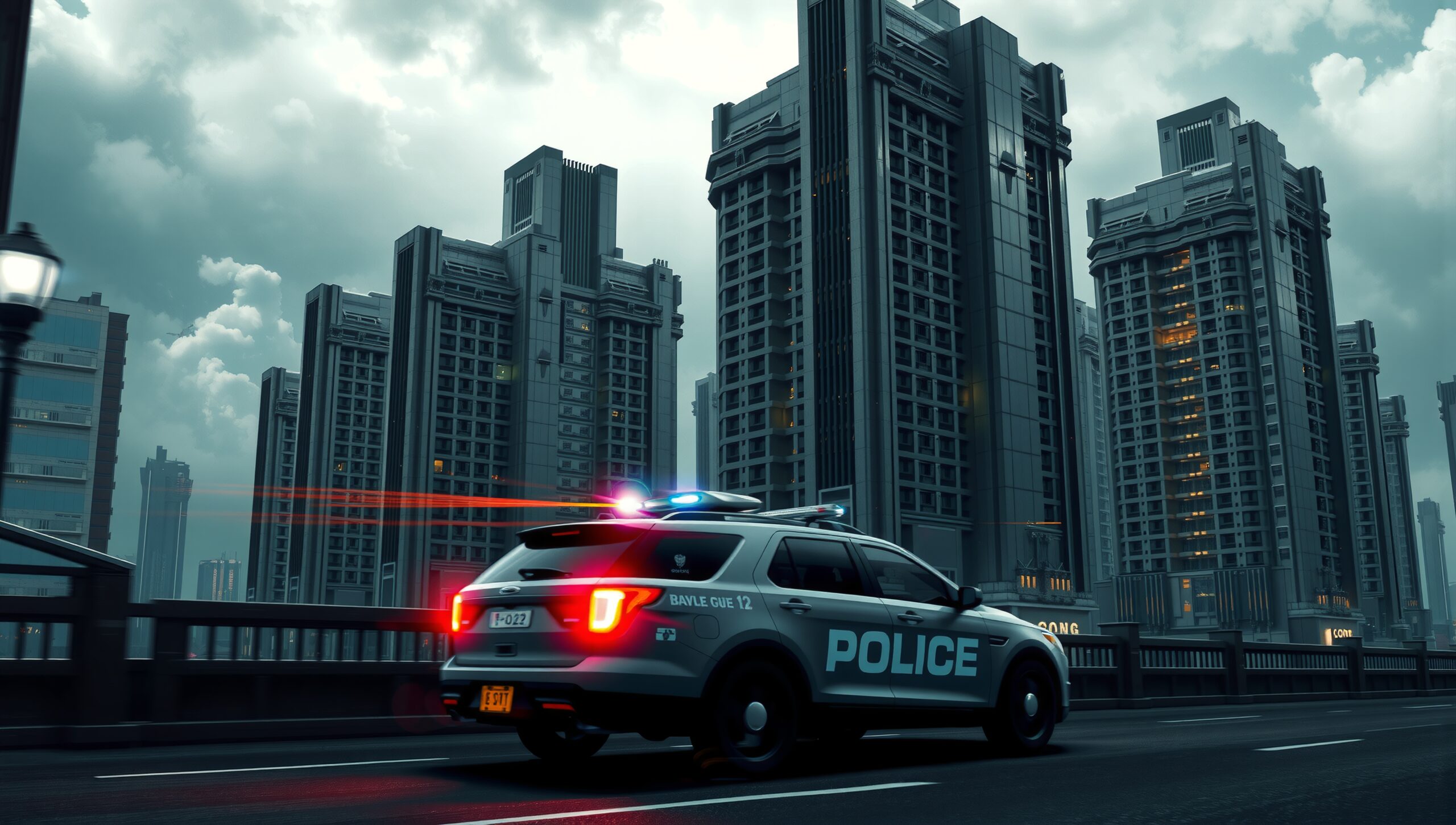 Evening Patrol in Futuristic City