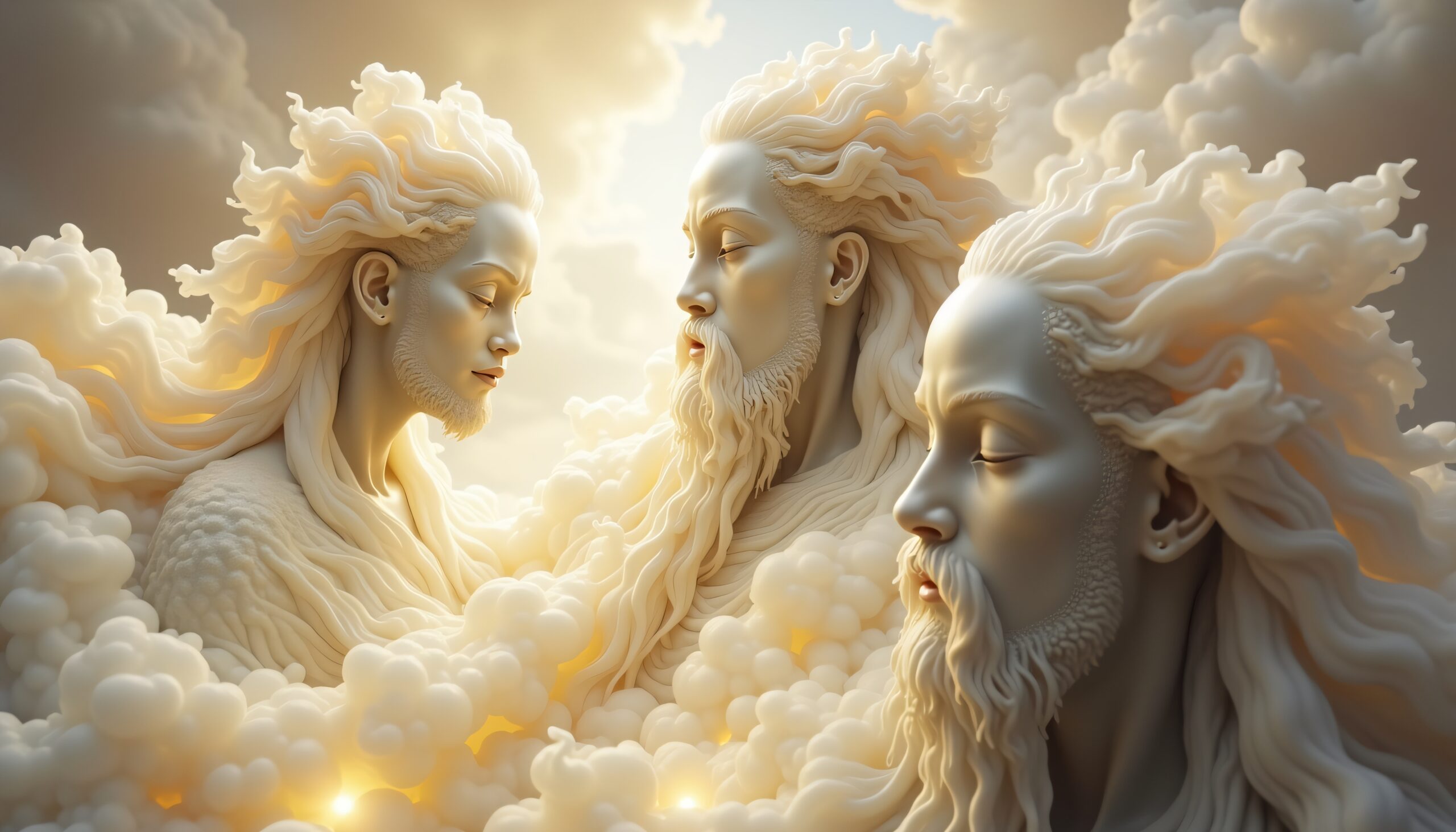 Heavenly Beings in Golden Clouds