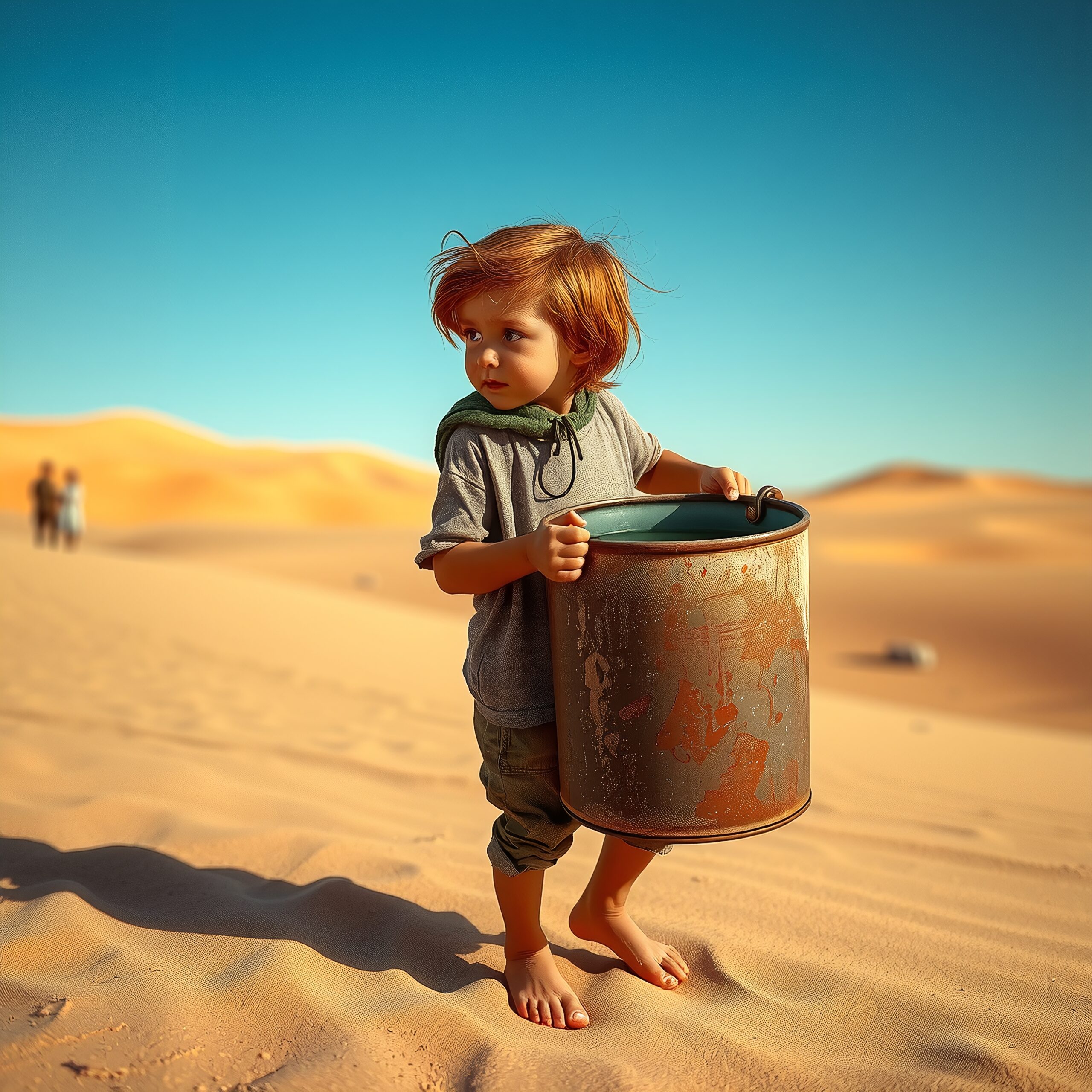 Child Exploring Vast Desert Landscape