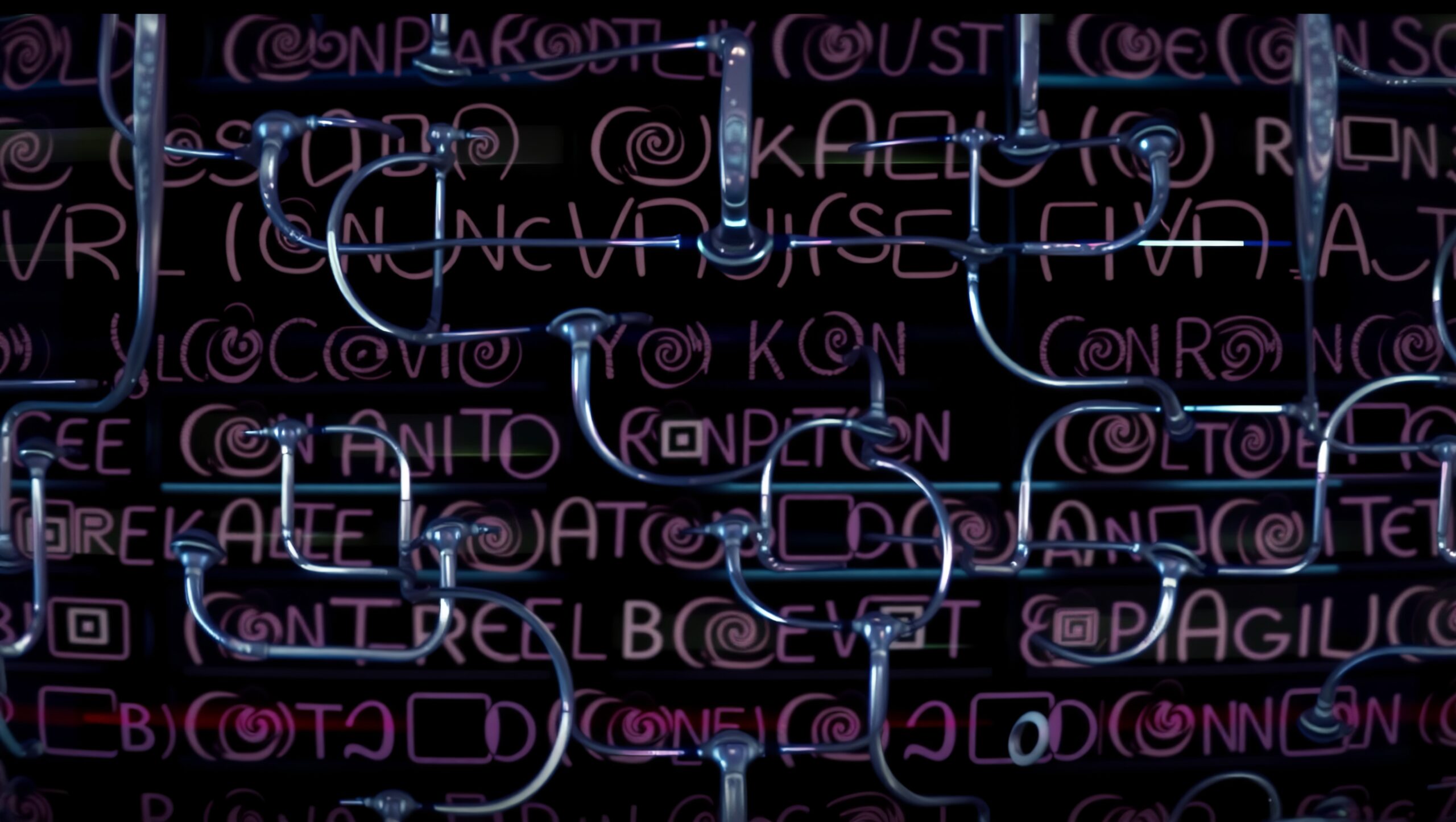 Neon Symbols and Metal Pipes