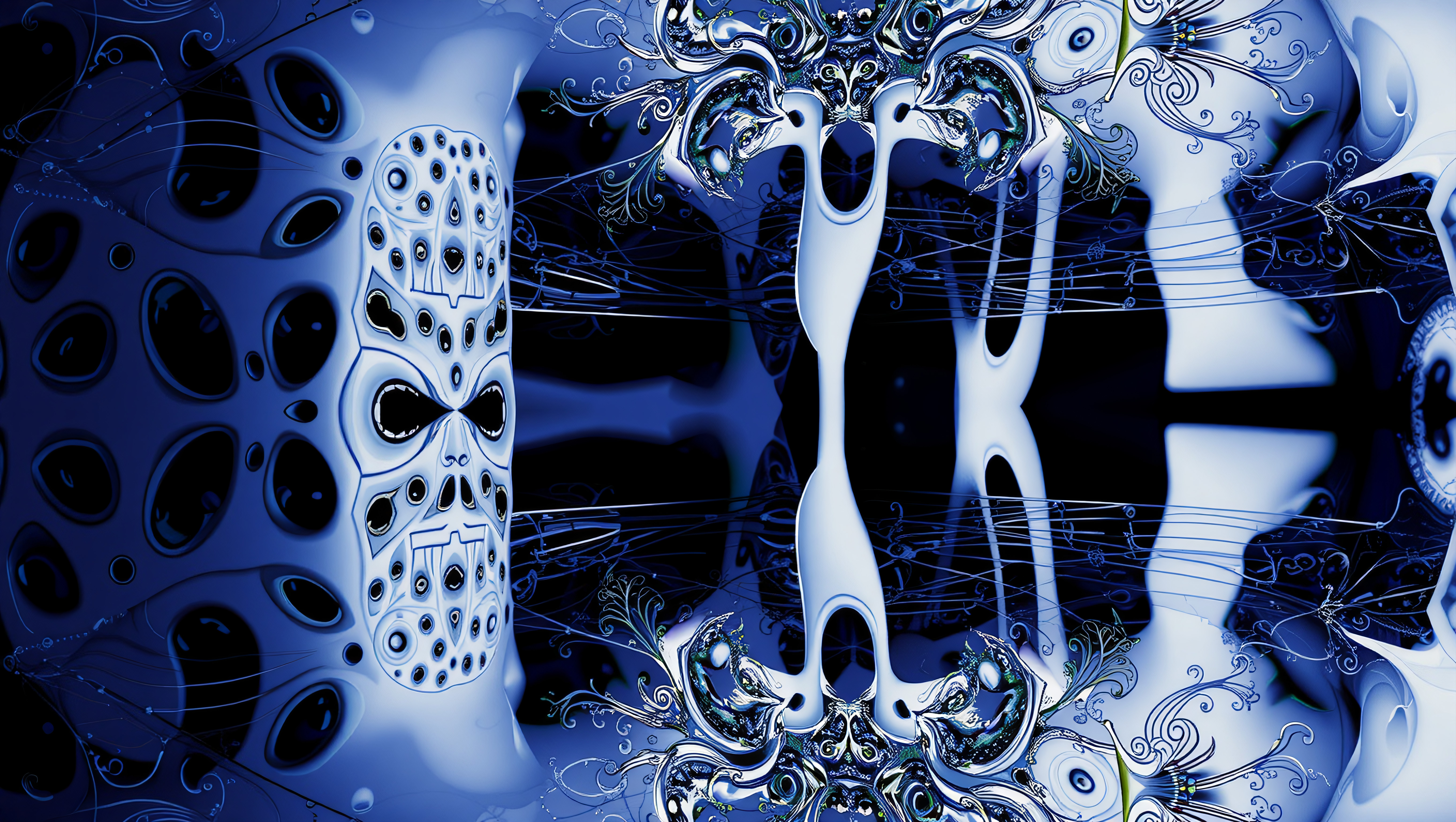 Abstract Blue Fractal Digital Art
