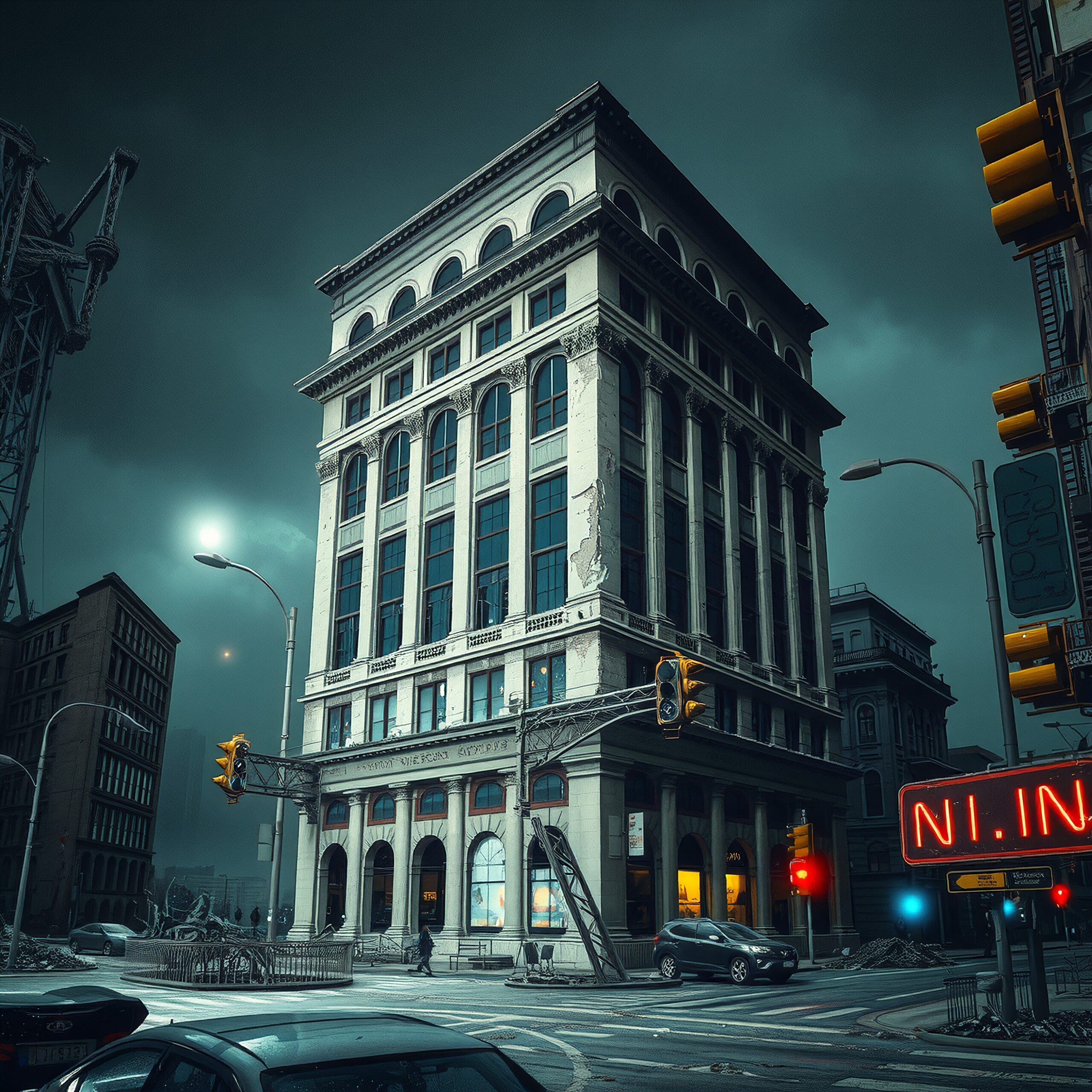 Urban Intersection with Historic Building