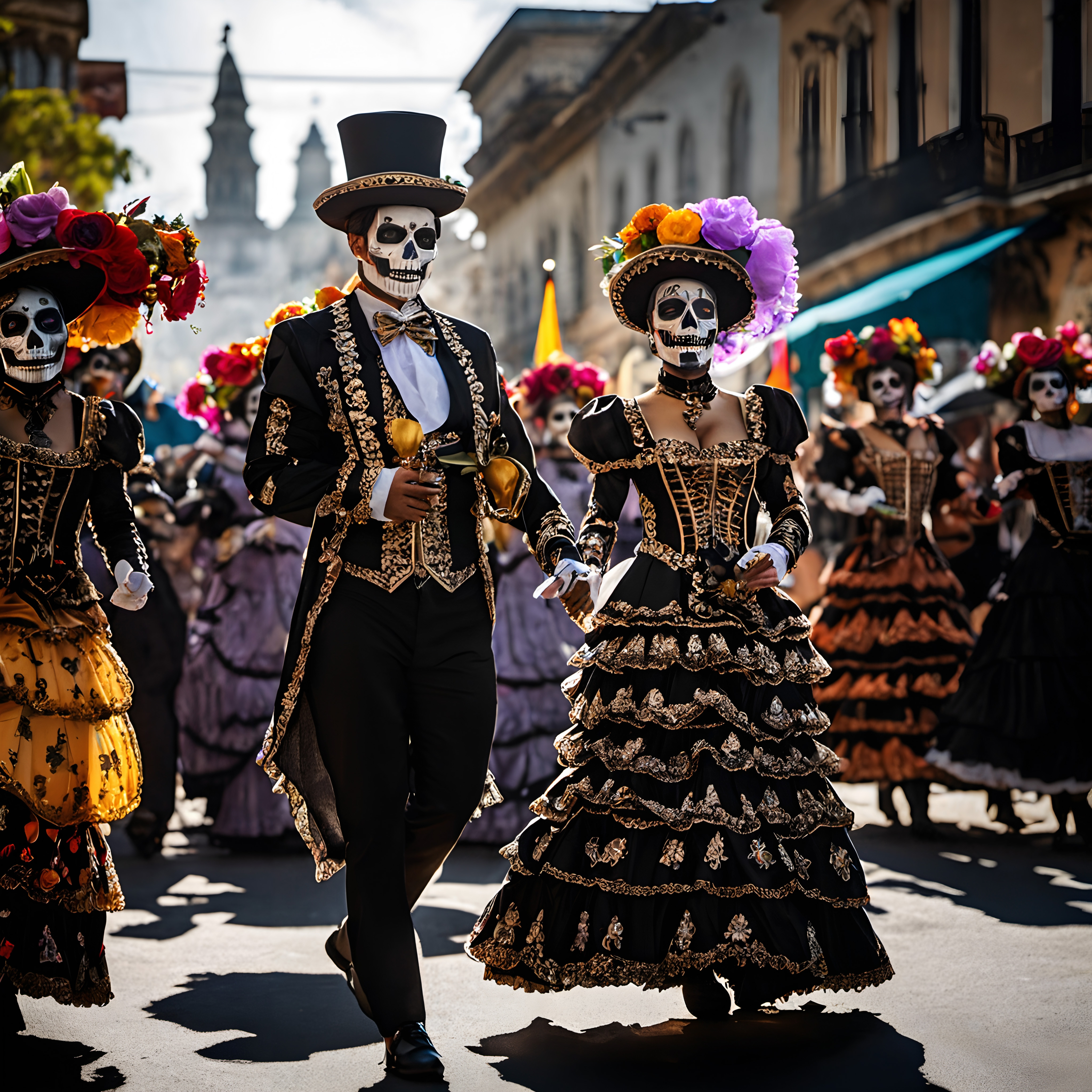 Colorful Day of the Dead Parade