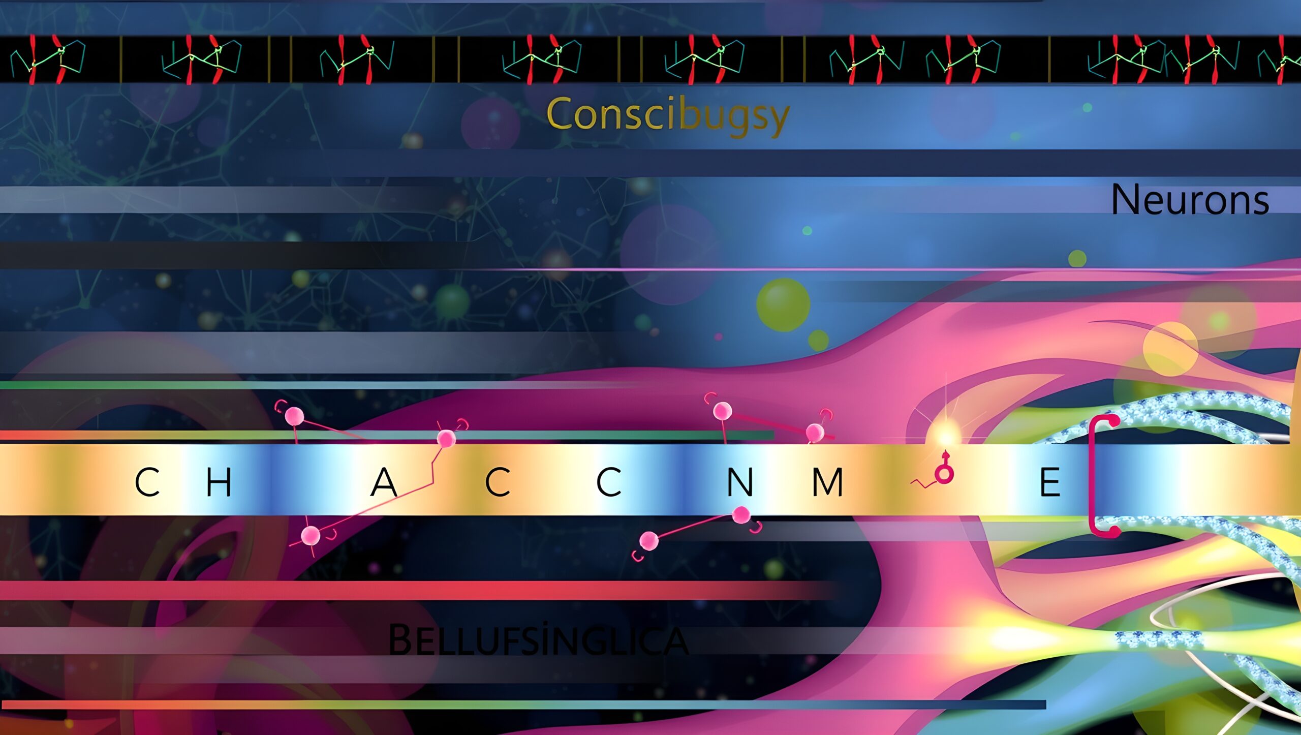 Neon Neurons Techno-Molecule Art