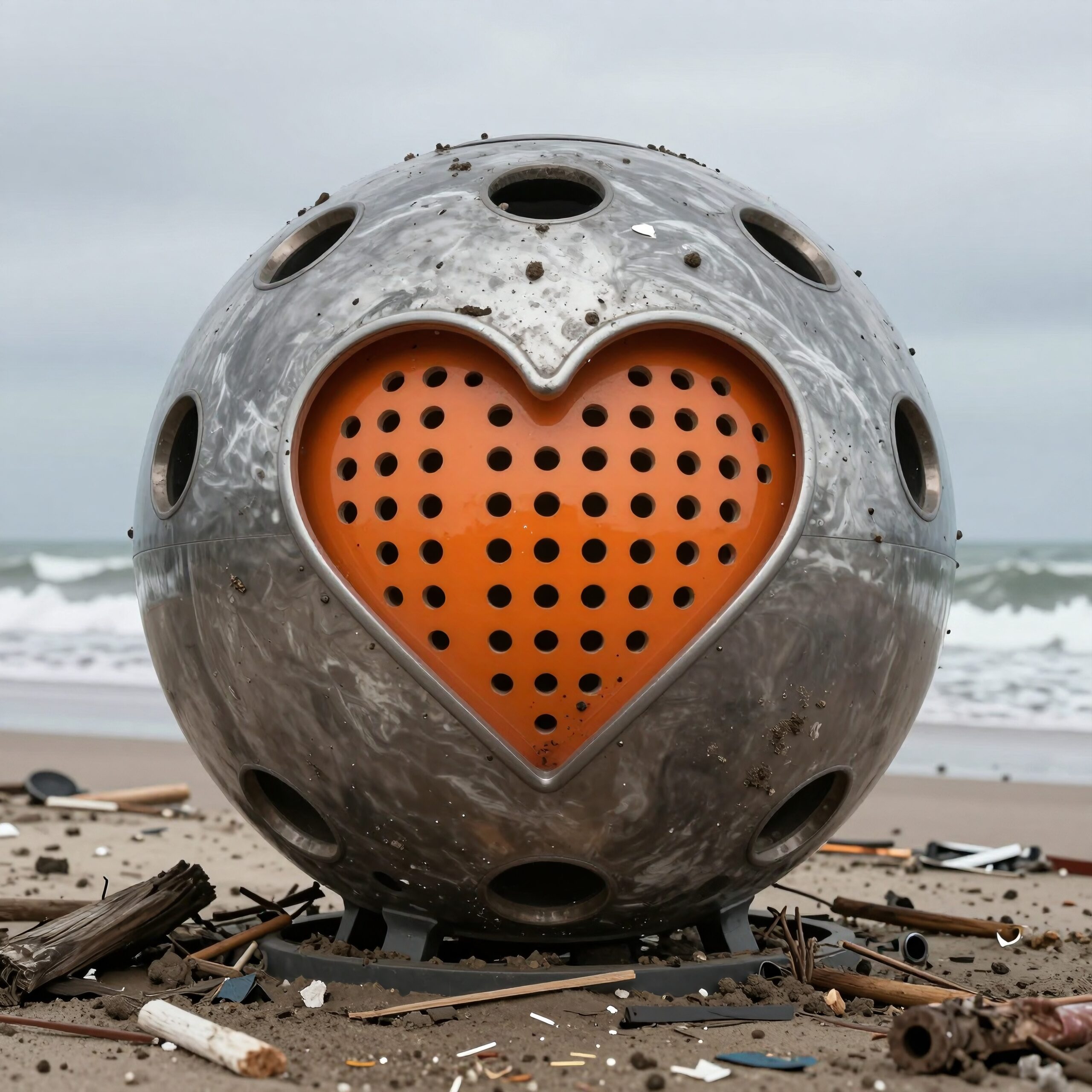 Heart Sculpture on Sandy Beach