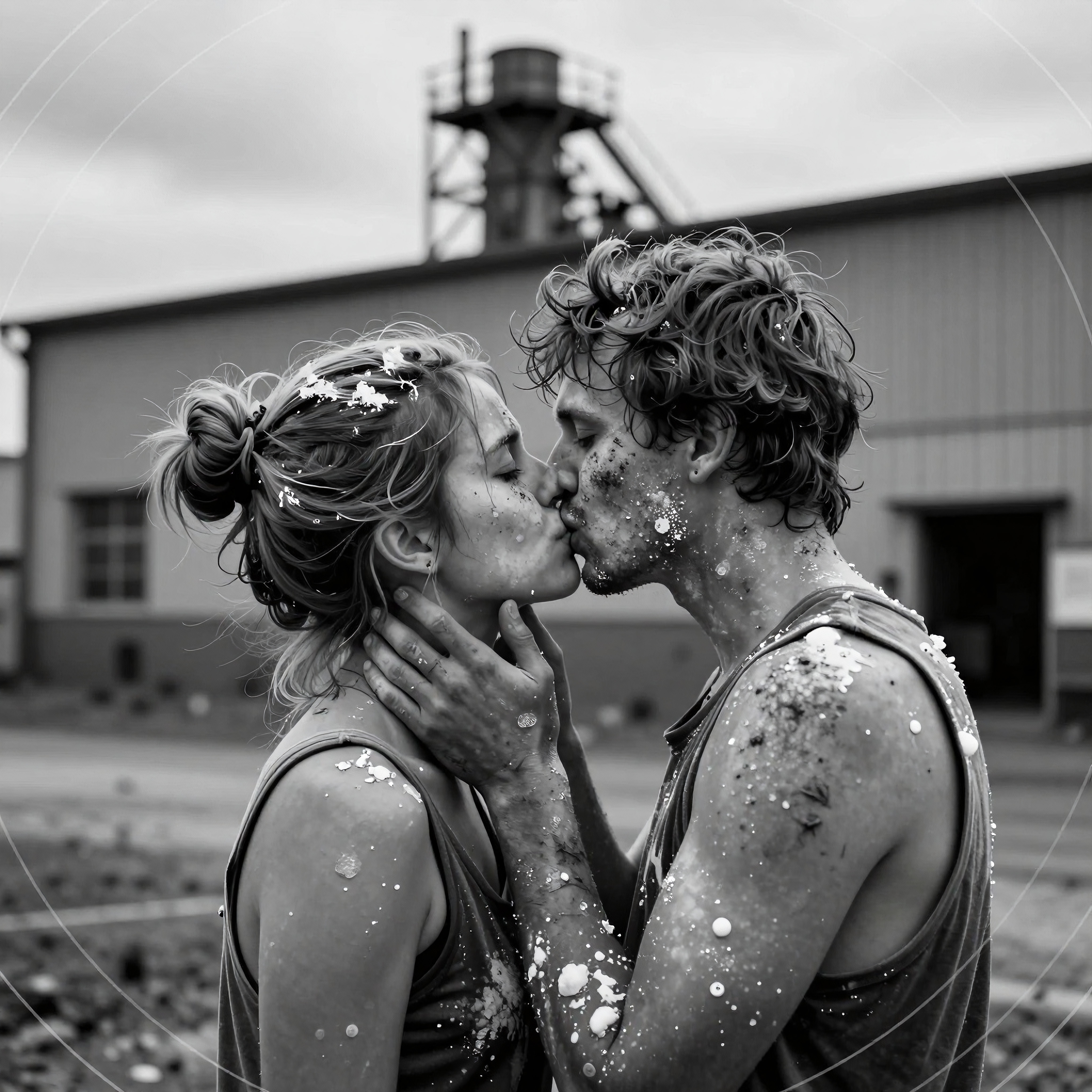 Dusty Industrial Couple Kissing