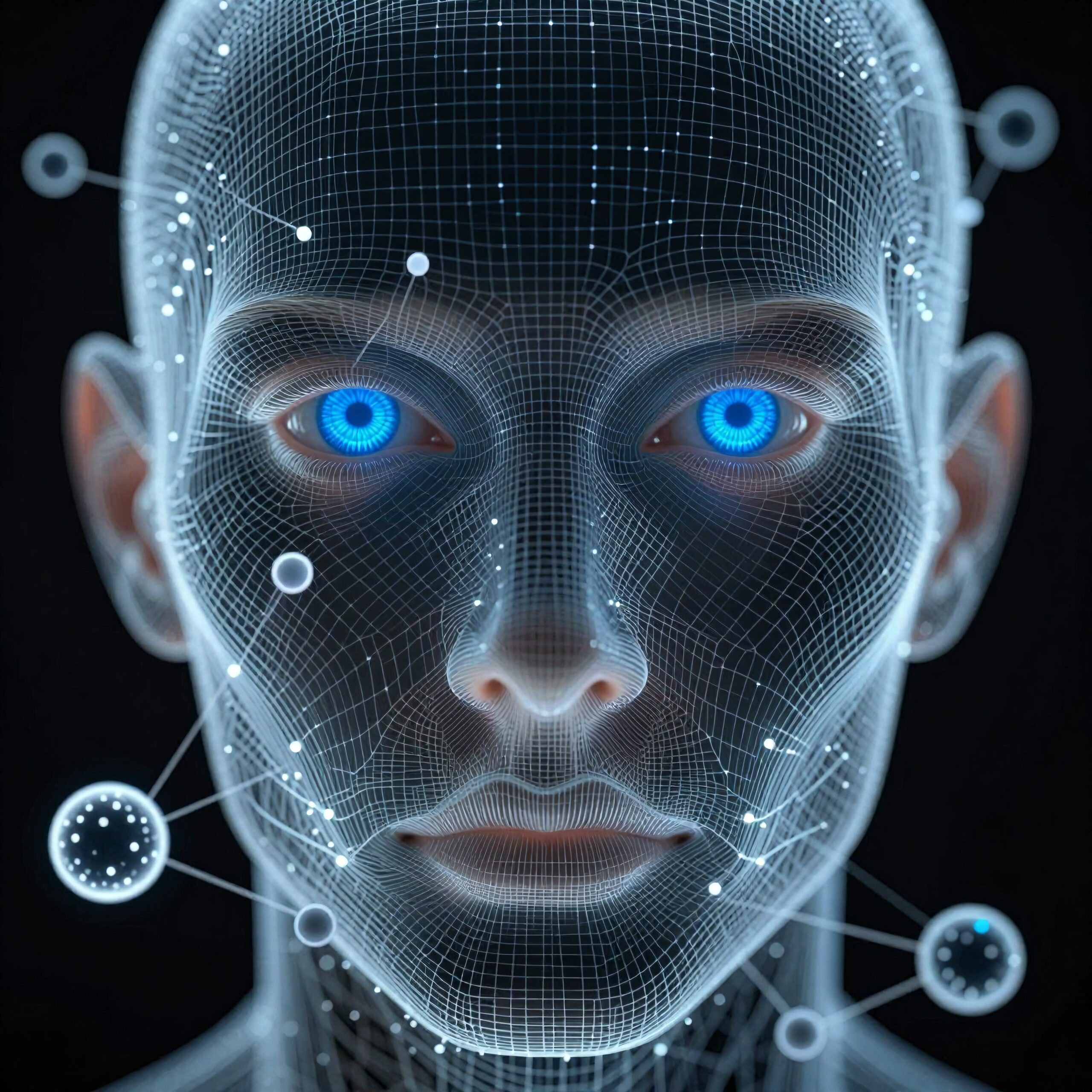 Digital Face with Blue Eyes