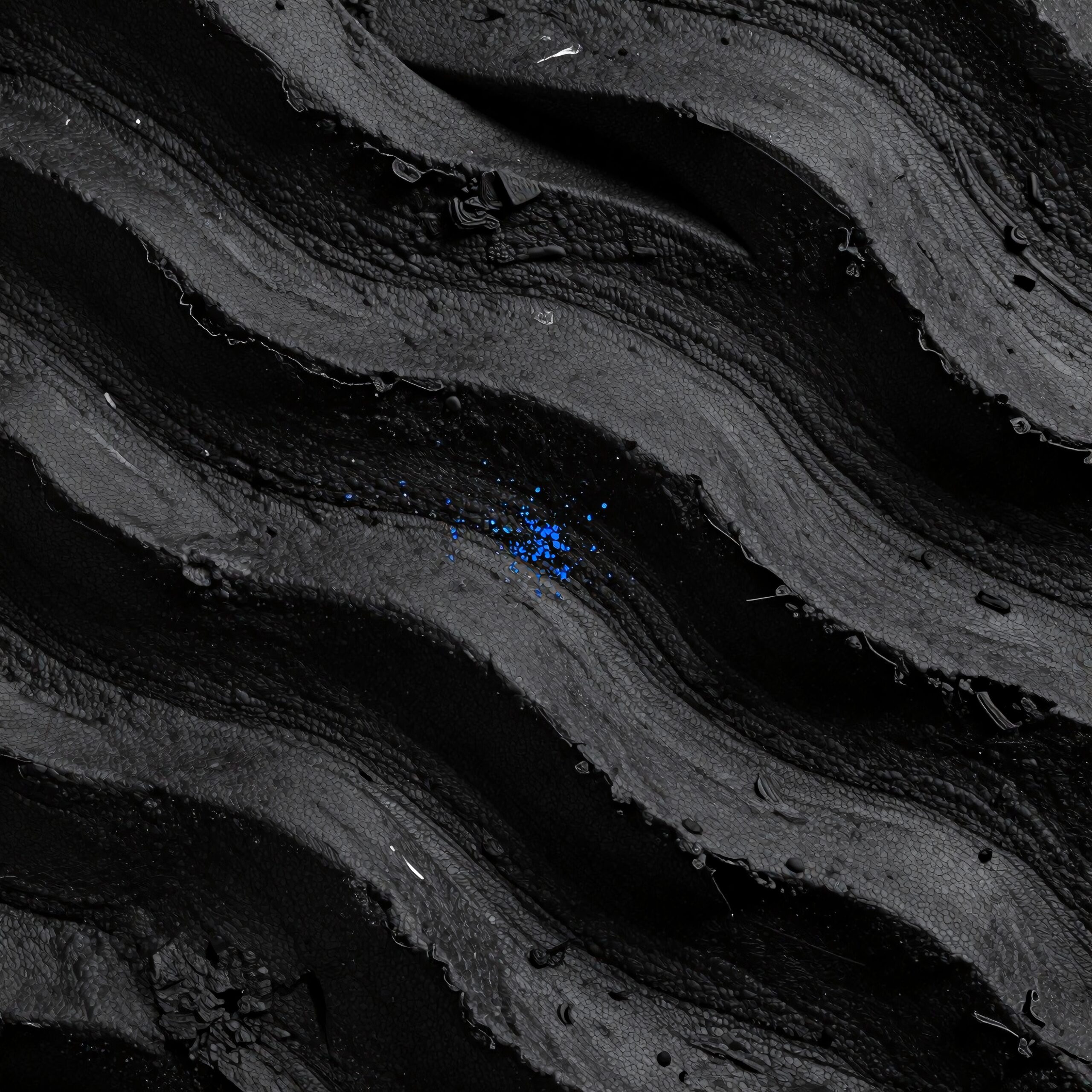 Mysterious Blue on Black Waves
