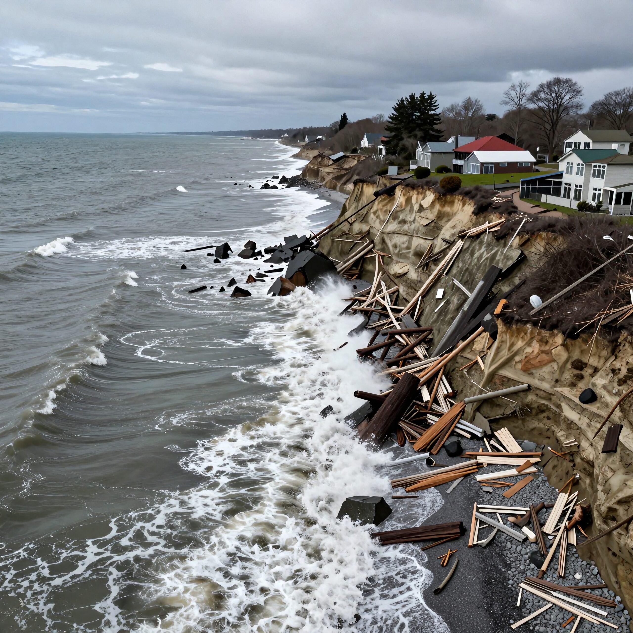 Coastal Erosion Near Residential Homes