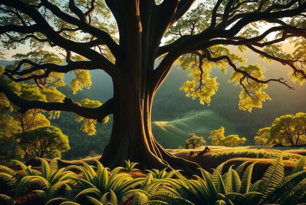 Majestic Tree, Golden Light Landscape