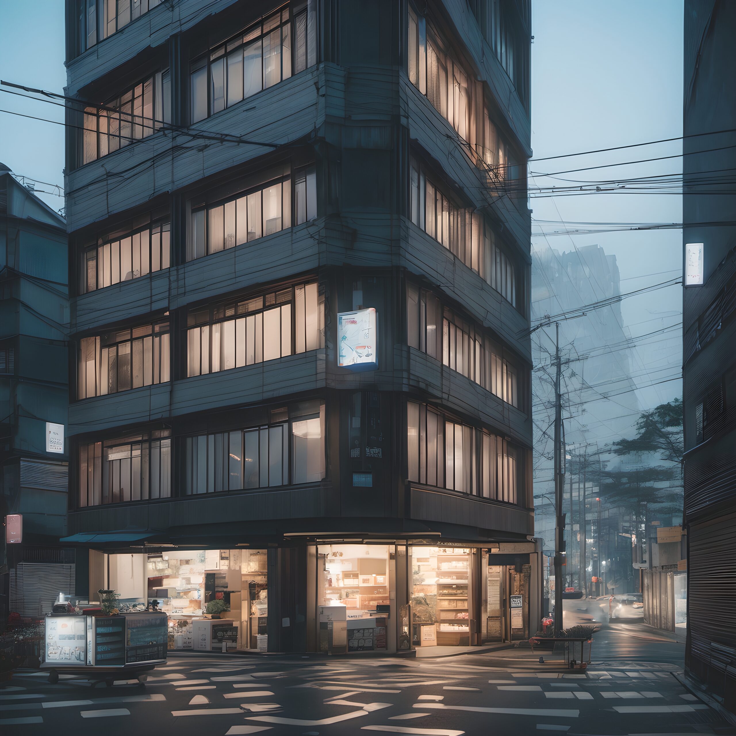 Modern Urban Corner at Dusk