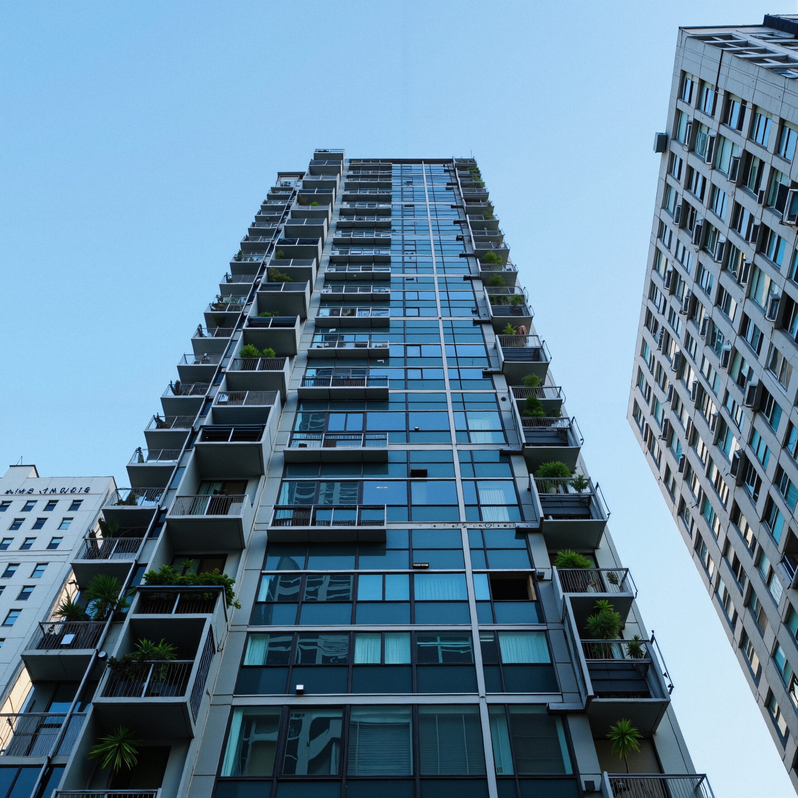 Urban skyscrapers with blue sky