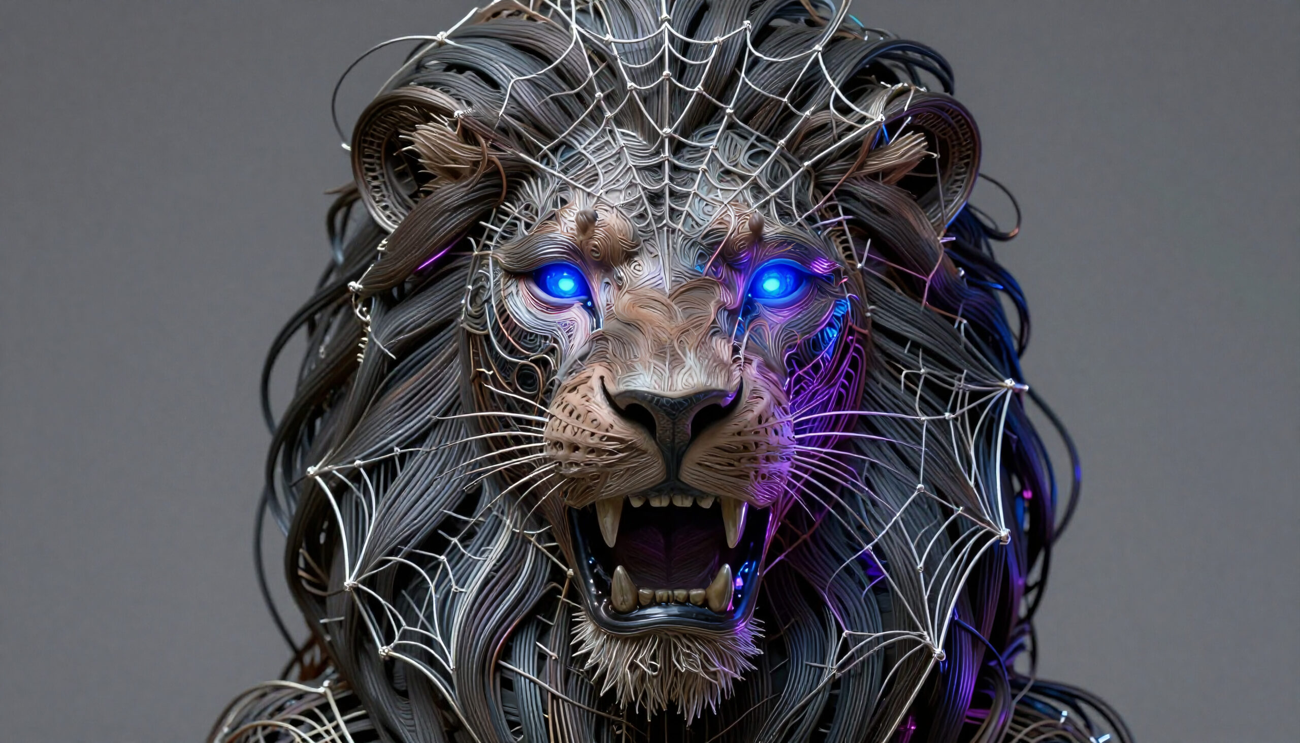Futuristic Wireframe Lion Roar