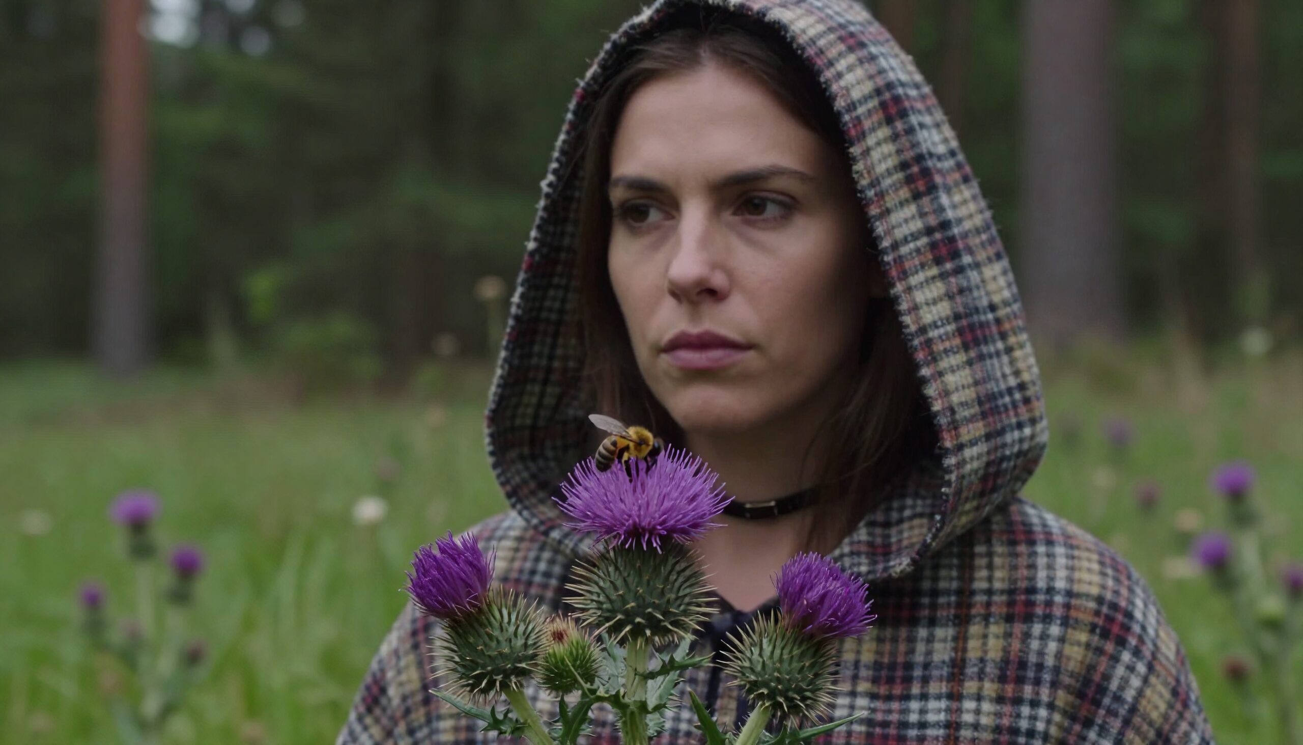 Woman in Nature with Thistle