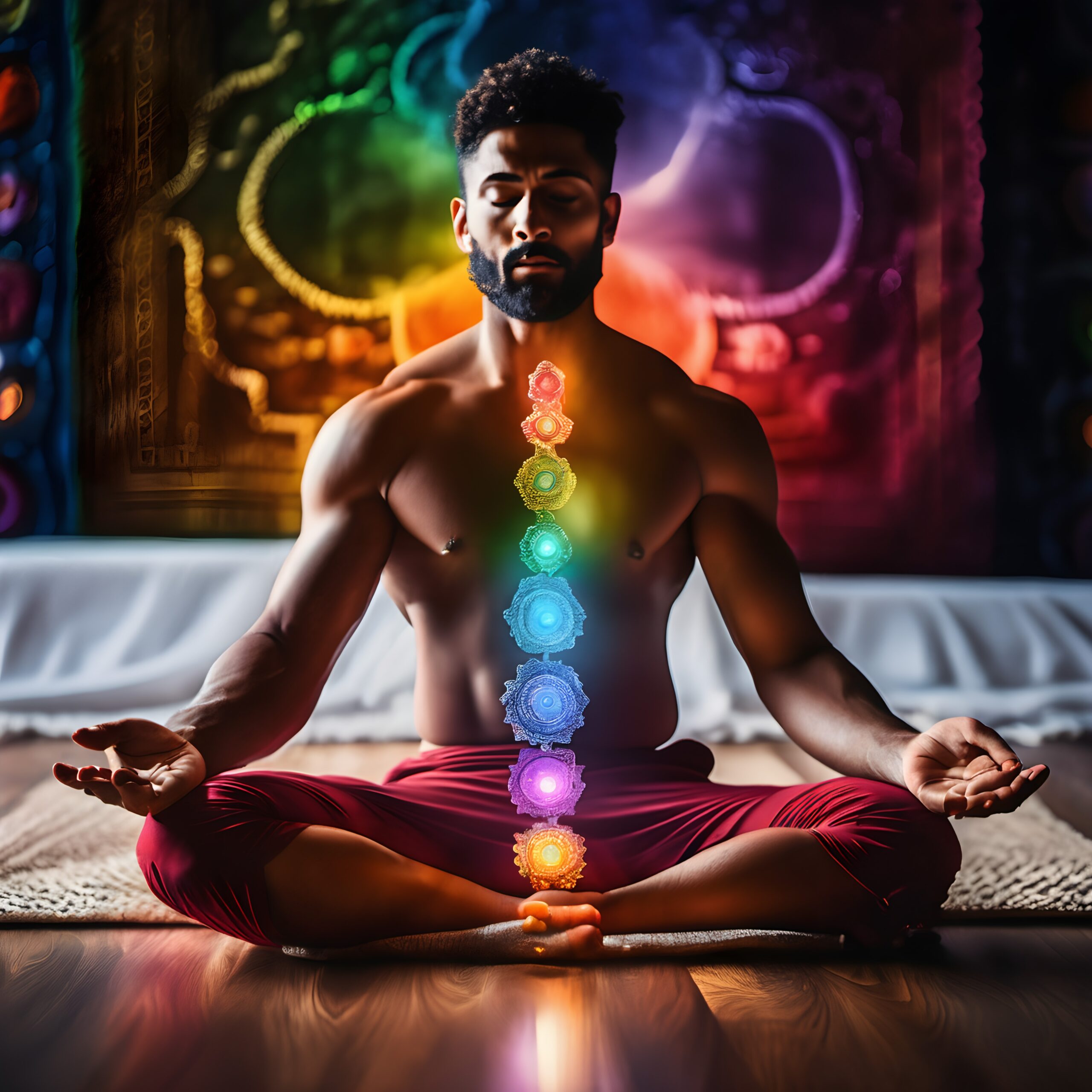 Meditating Man with Aligned Chakras