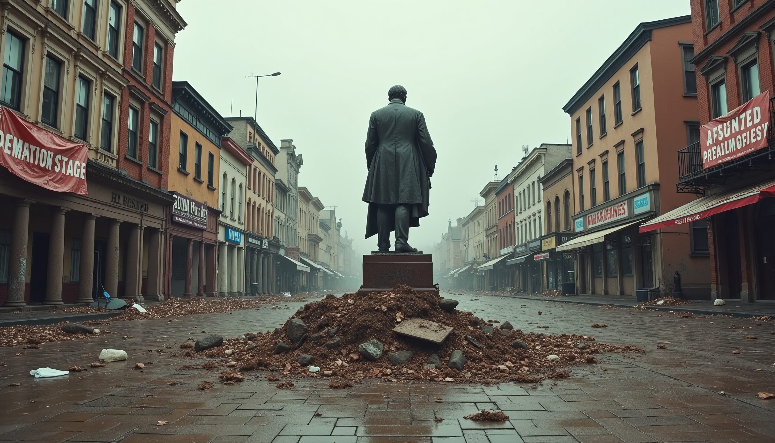 Mysterious Statue On Empty Street