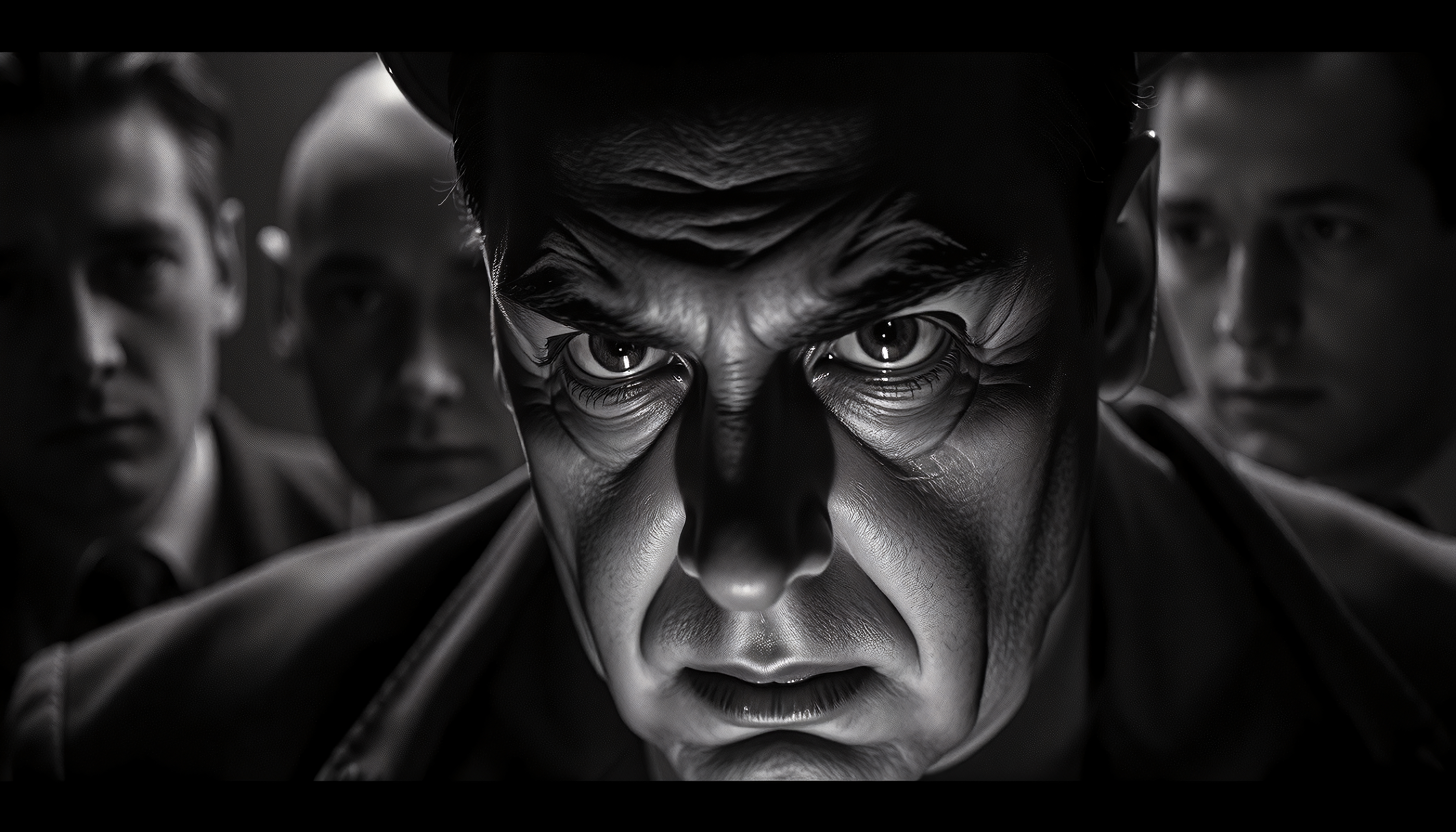 Dramatic Black-and-White Portrait of a Man