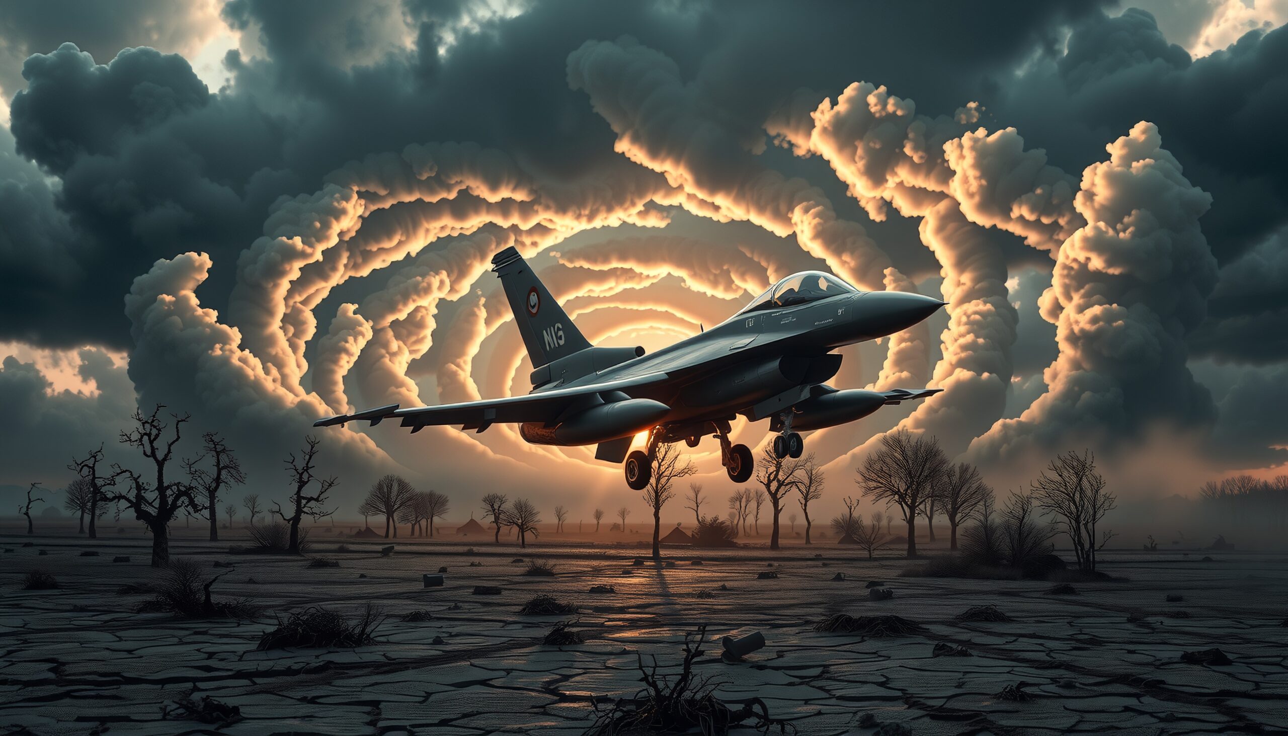 Jet in Dramatic Sky Encounter