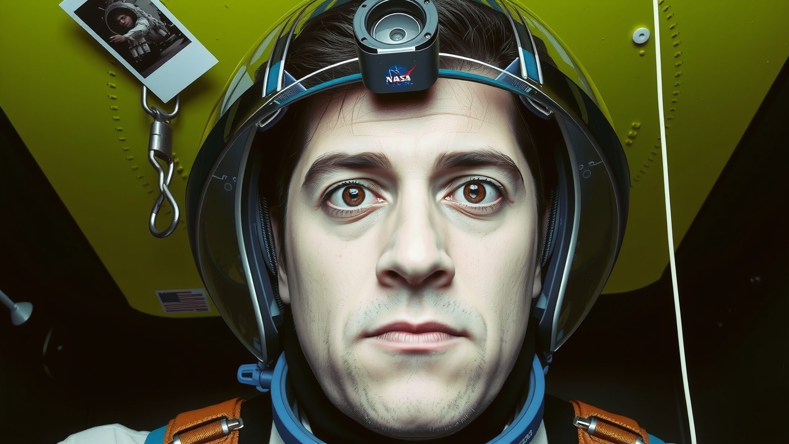 Astronaut Gazes with Eager Curiosity