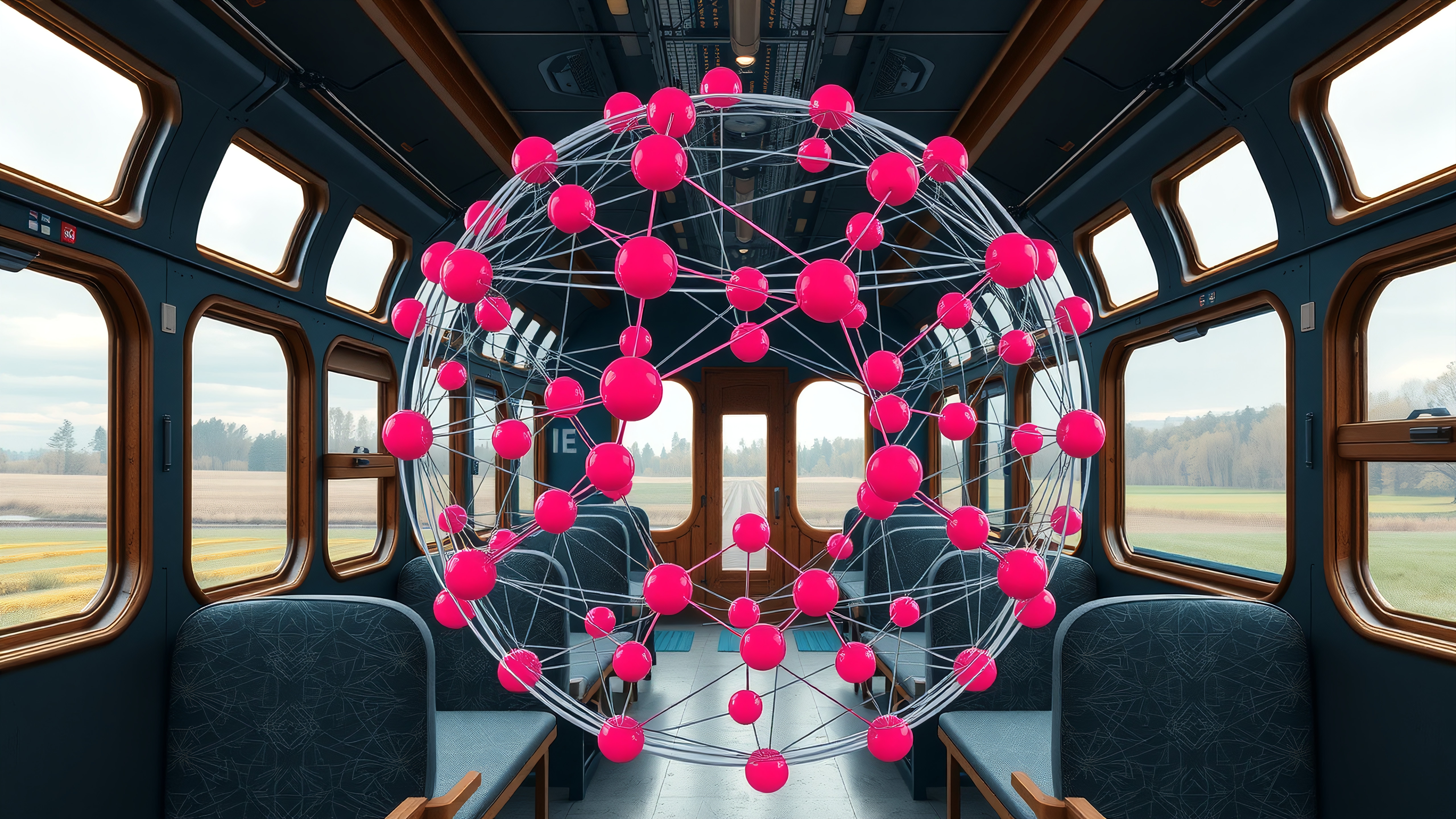 Train Interior with Floating Structure