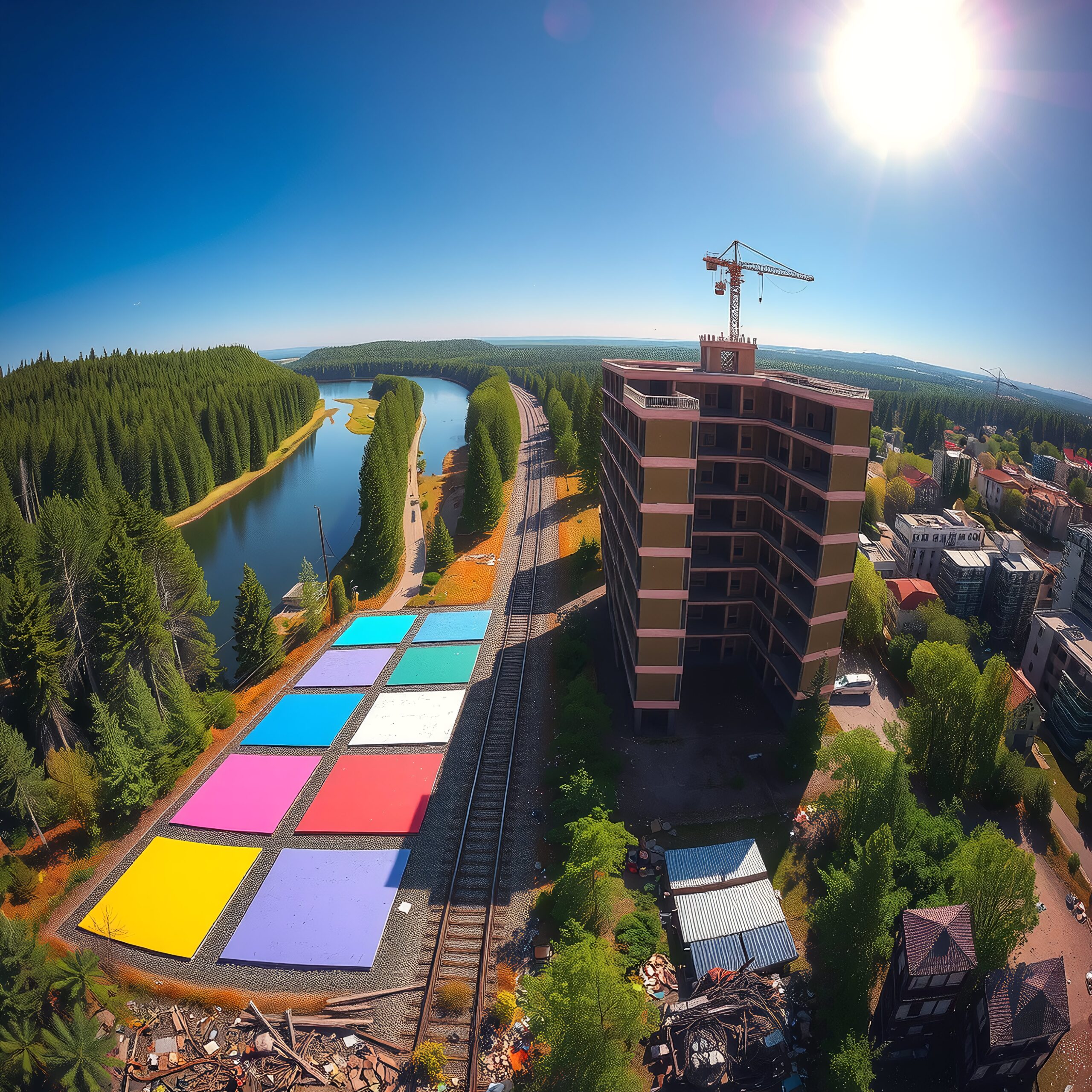 Colorful landscape under bright sun