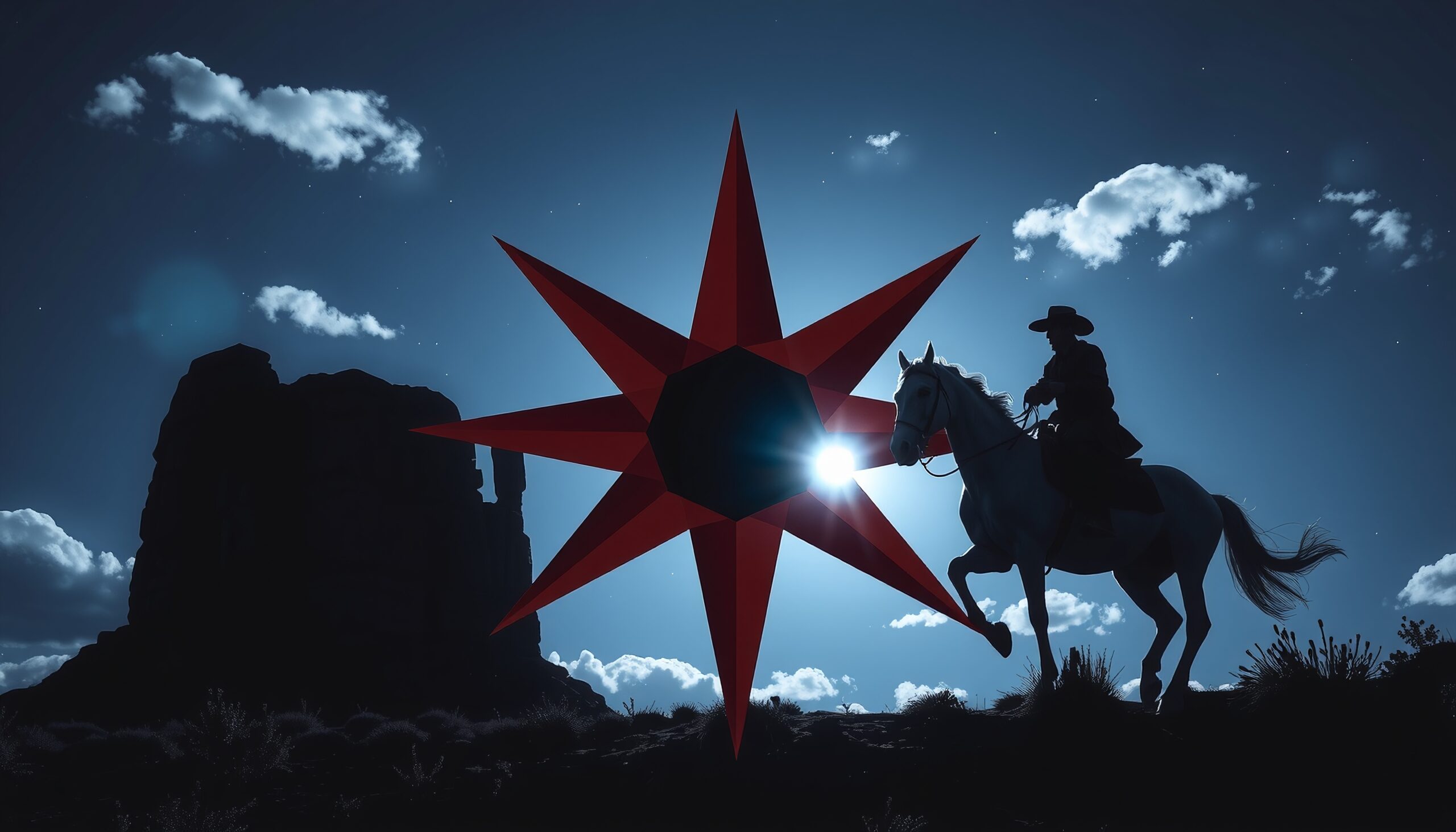 Western Night Under Red Star