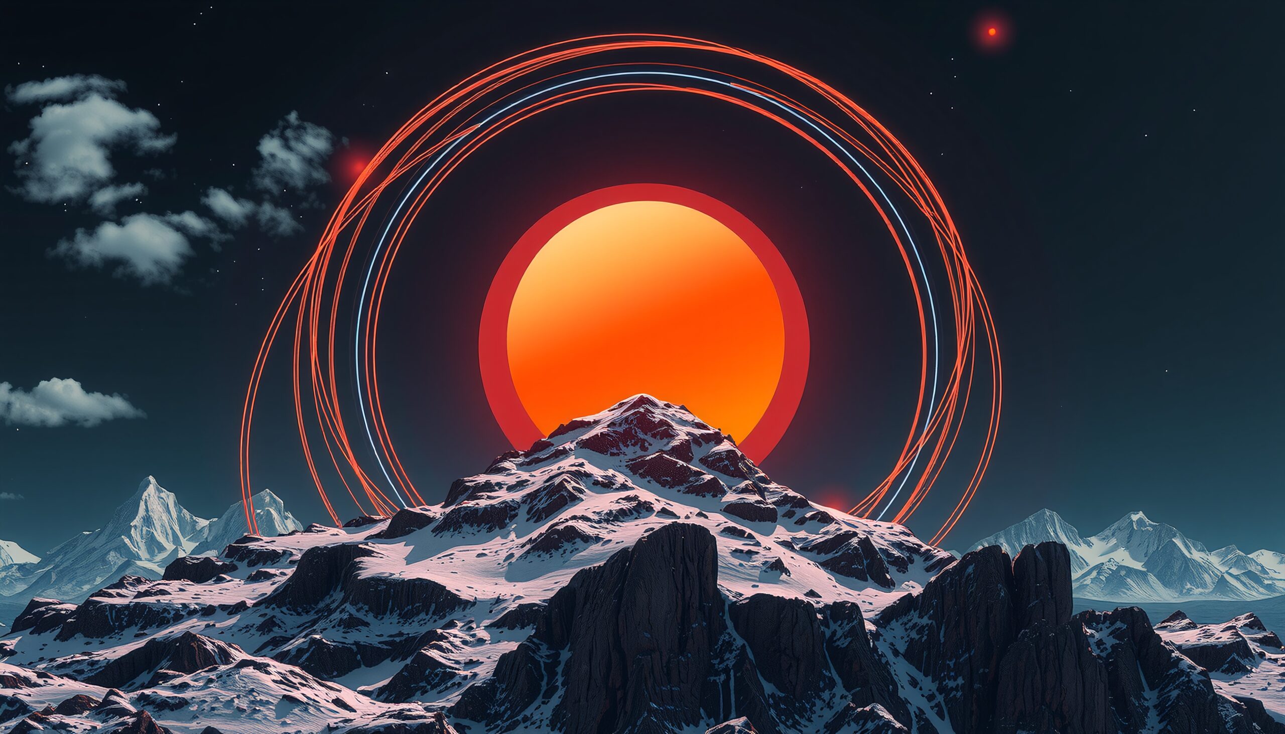 Celestial Rings Over Winter Peaks