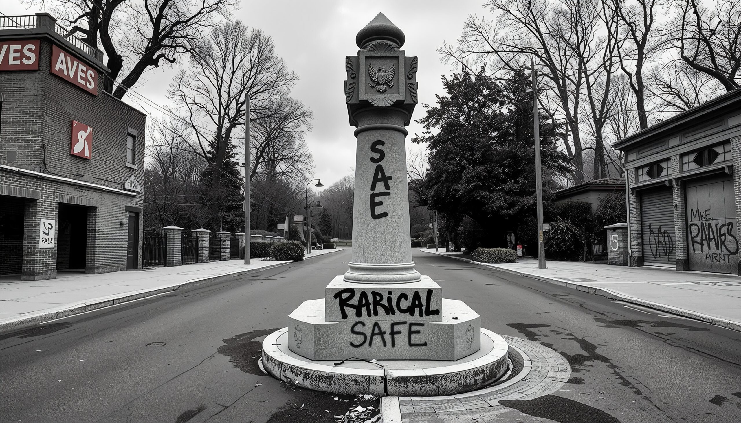 Graffiti Adorned Urban Street Scene