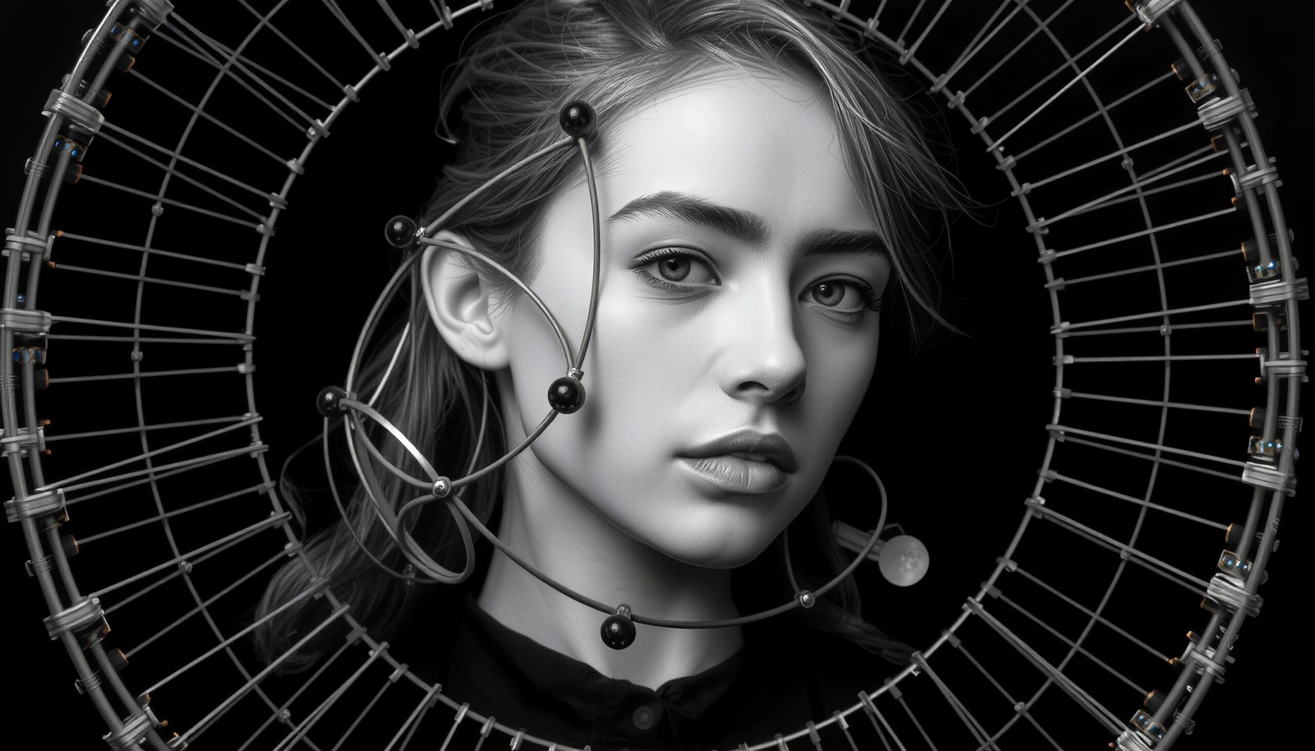 Futuristic Portrait with Metallic Elements