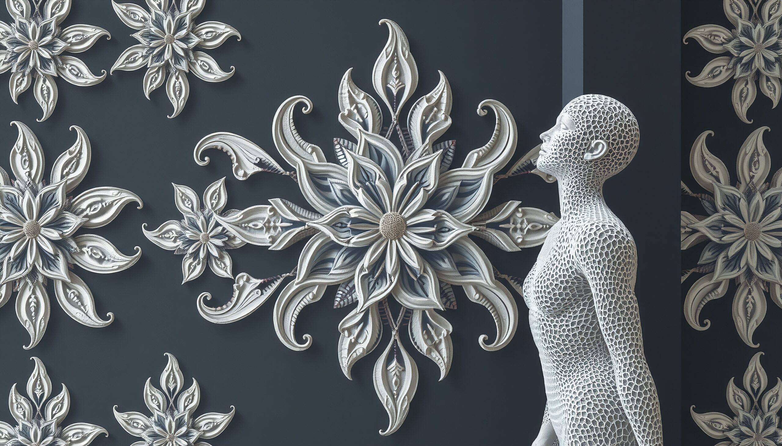 Ornate Blossoms and Human Figure