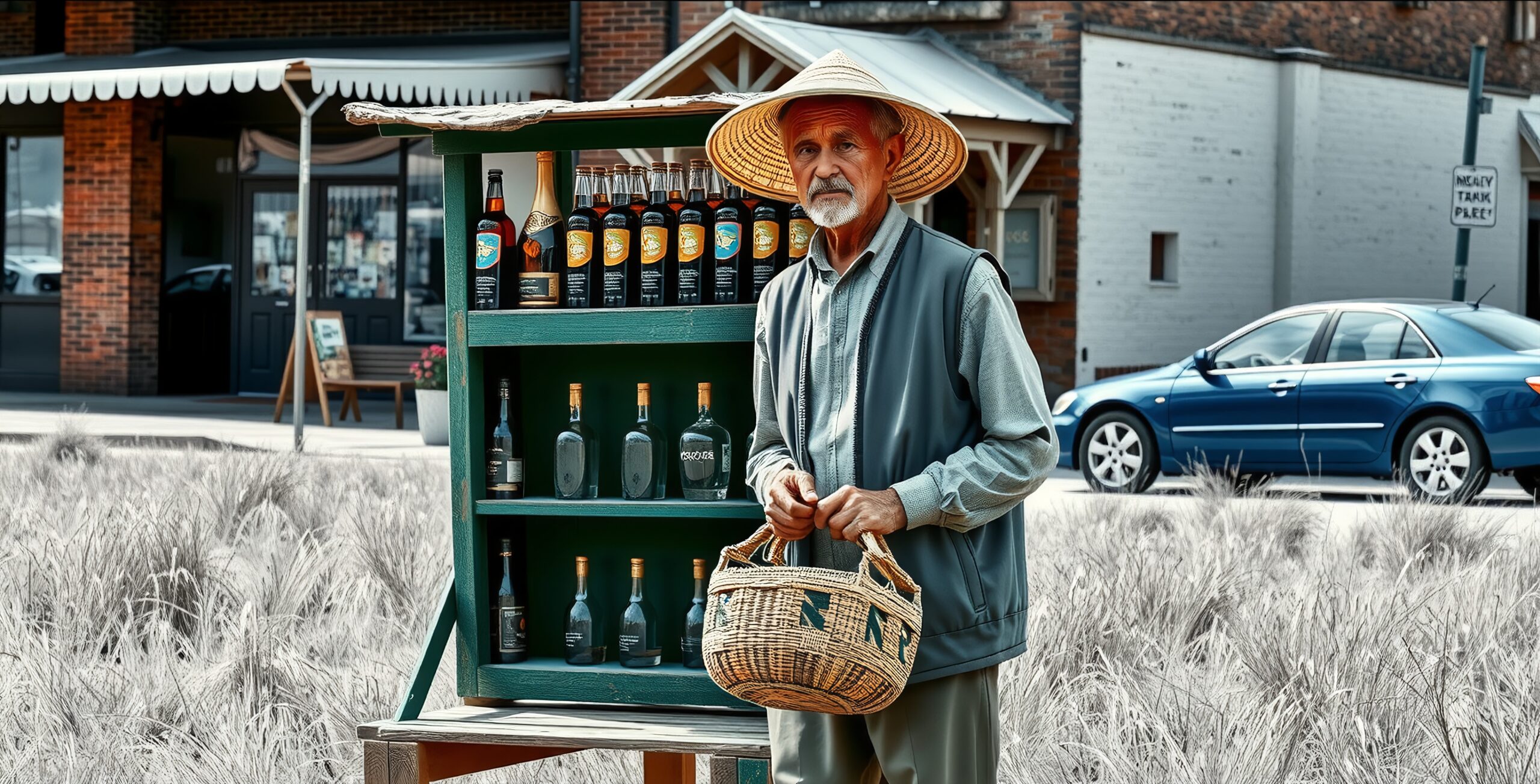 Man with a wine cart