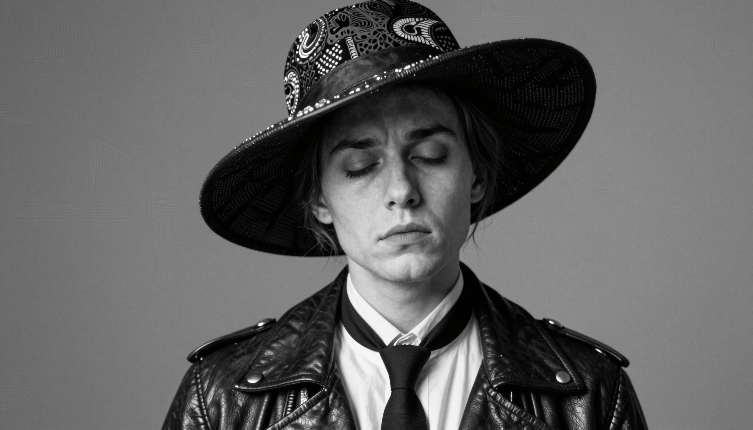 Serene Contemplation in Vintage Fashion