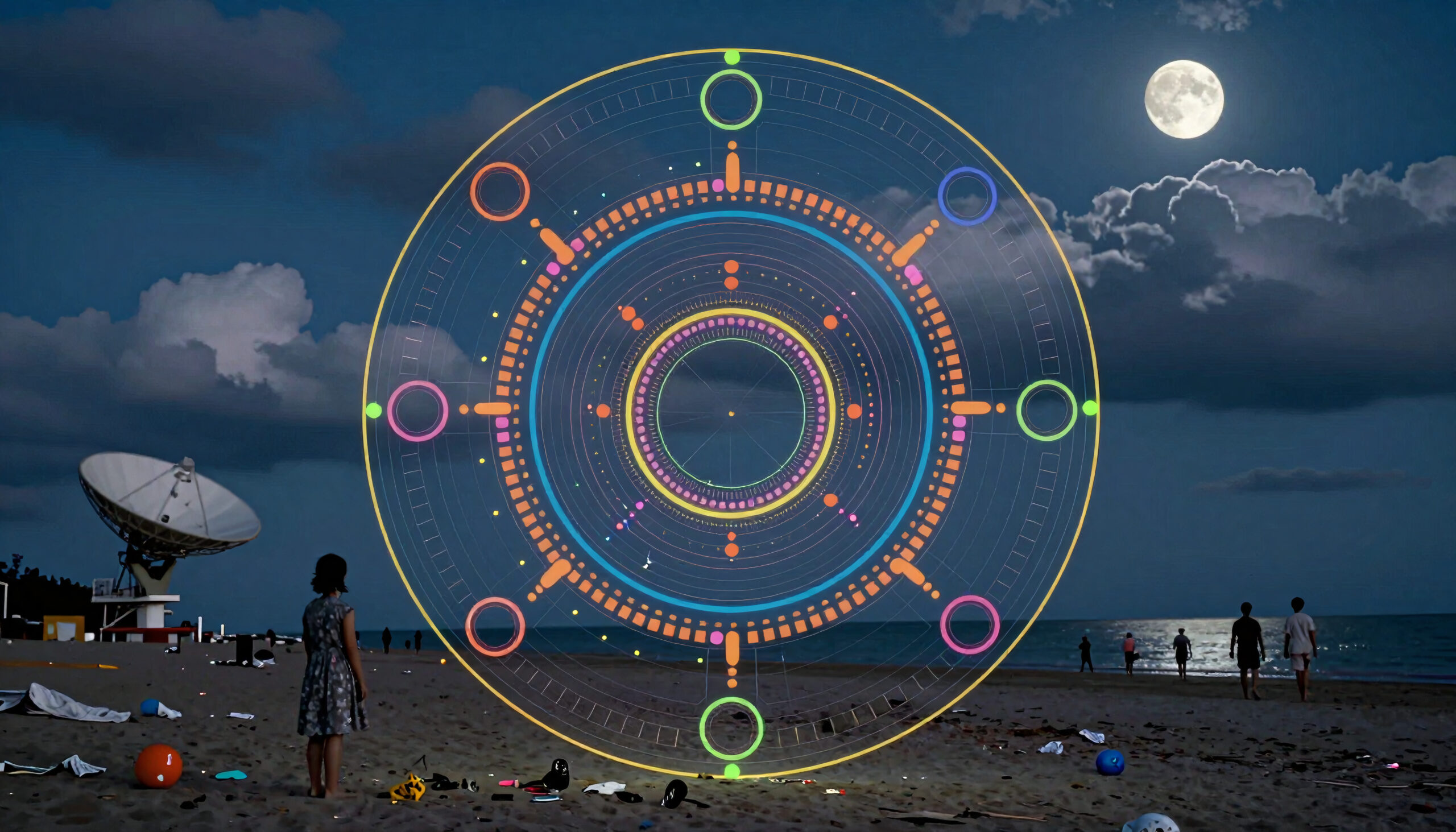 Hologram Over Beach Moonlight