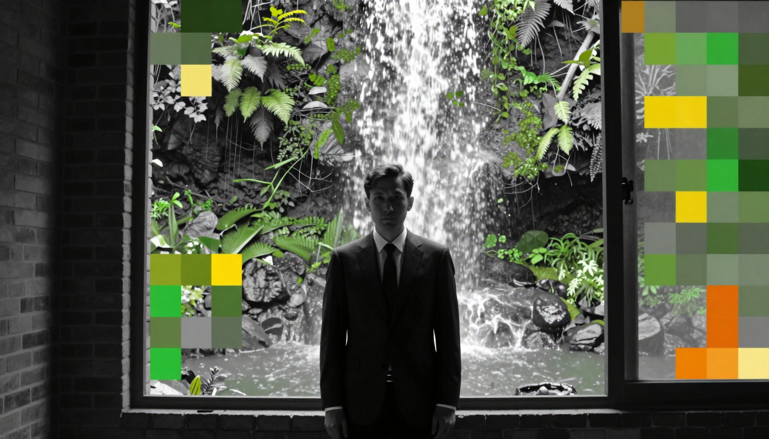 Man Before Glitchy Jungle